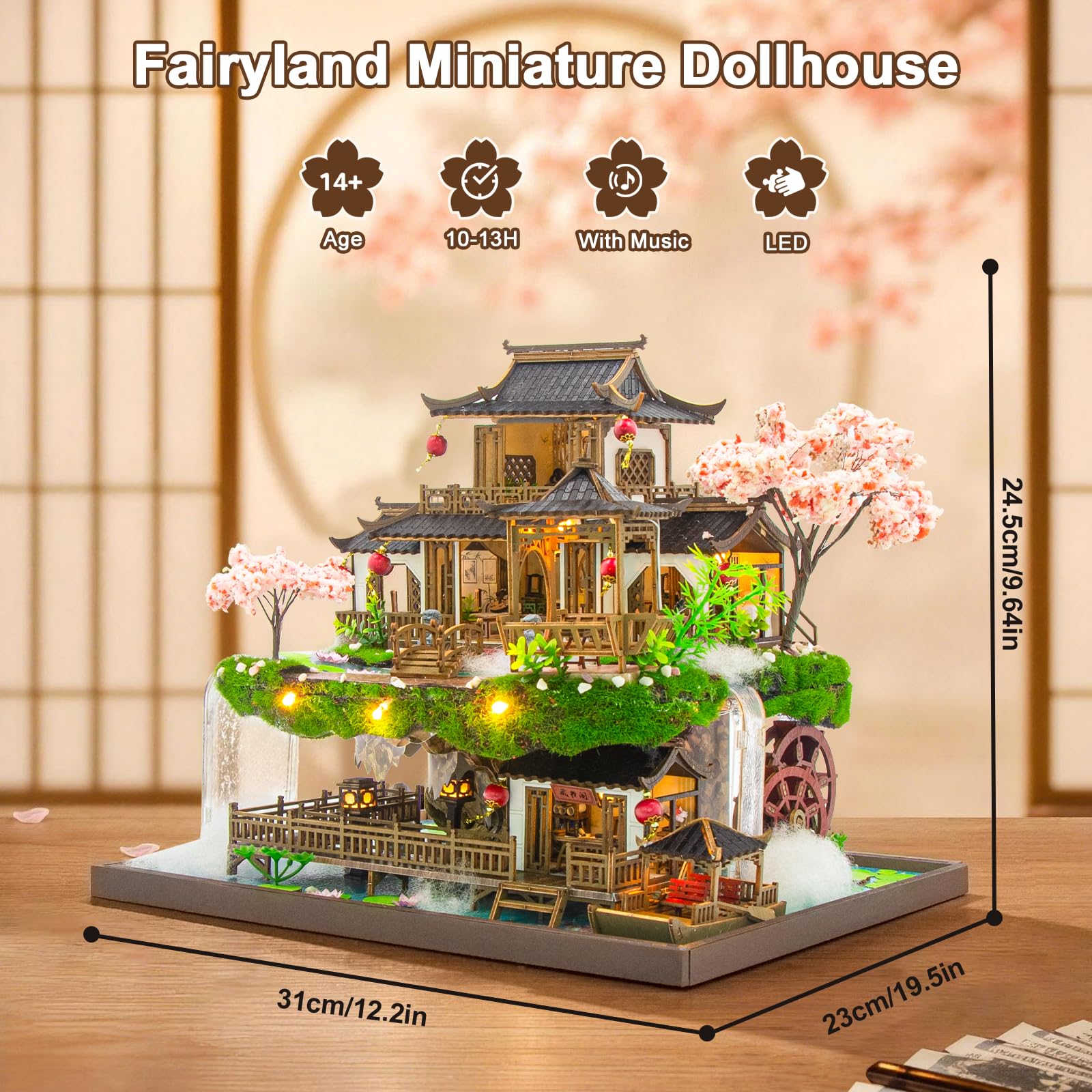Miniaturowy dom typu "zrób to sam", mini drewniane puzzle 3D, domek dla lalek, zestaw z diodami LED, wróżka, mały dom, regał na książki, zestaw do majsterkowania, kreatywny prezent urodzinowy