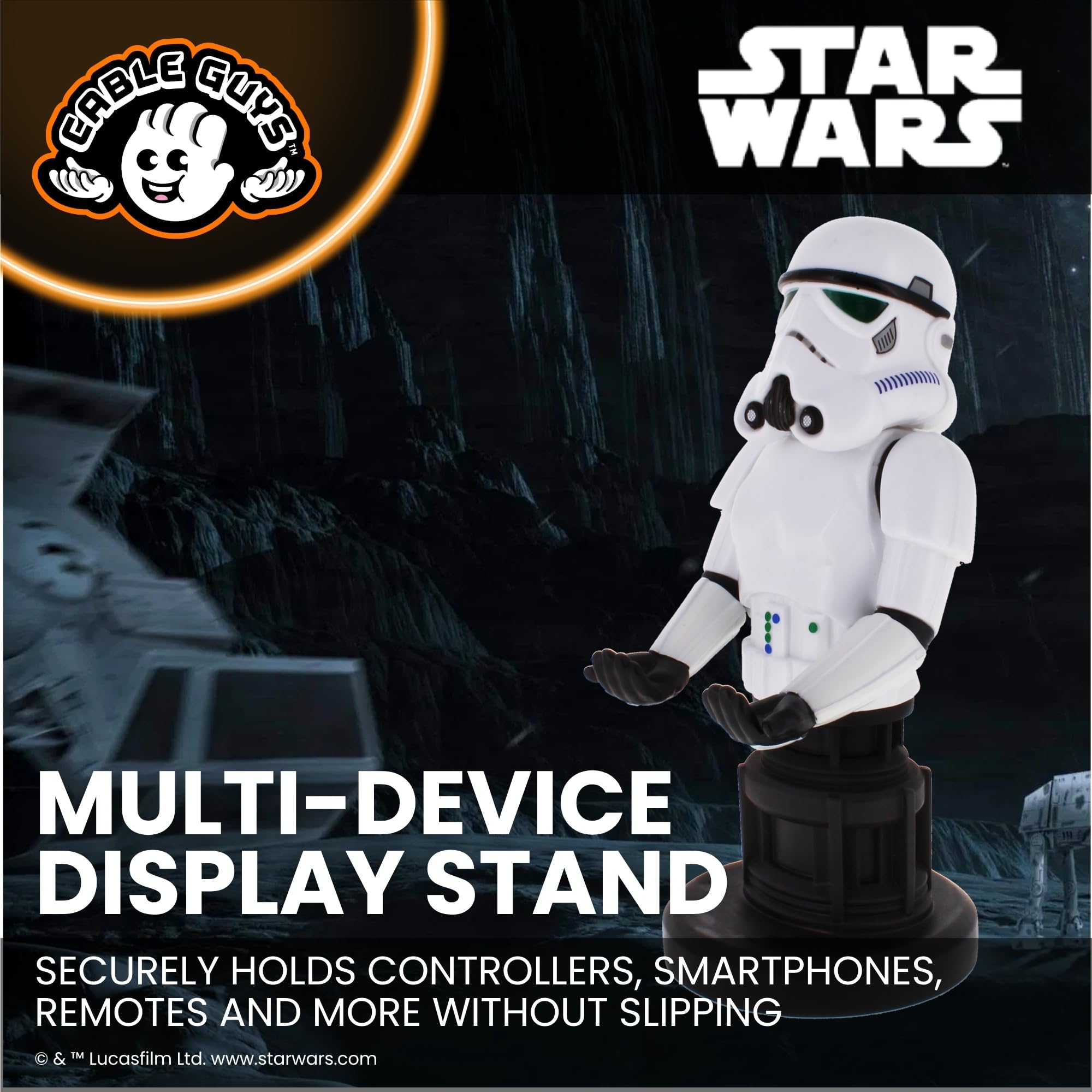 Cableguys Star Wars Stormtrooper Controller Halter & Handy Ständer - Gaming Zubehör für Schreibtisch-Setup, Ständer Kompatibel mit Xbox-, PlayStation- & den meisten Standard-Controllern