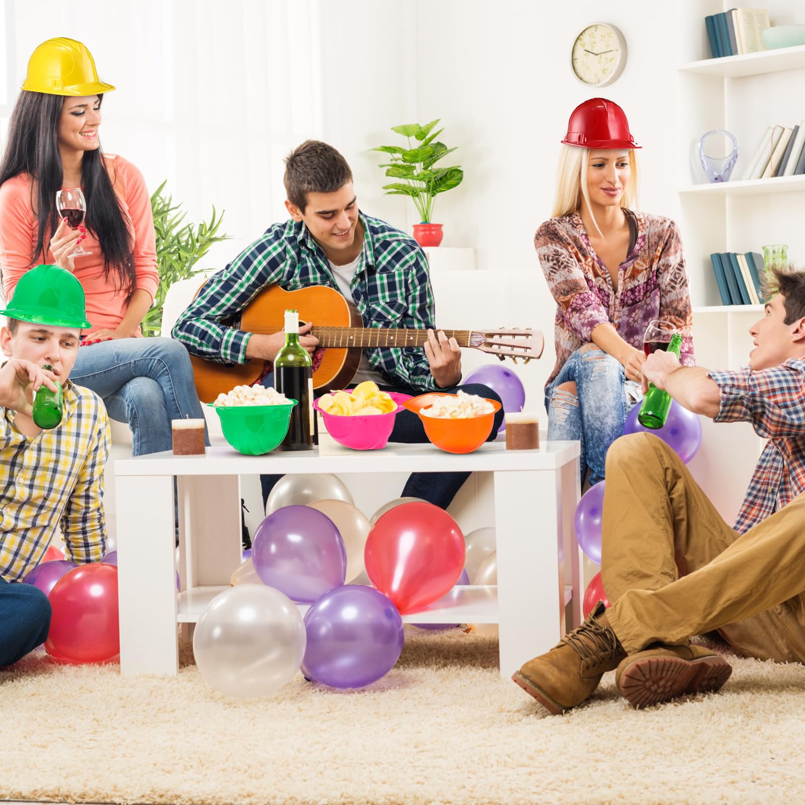 Gejoy Lot de 24 chapeaux de fête en plastique pour travailleurs - Convient pour les déguisements, les jeux de rôle, les fêtes d'anniversaire