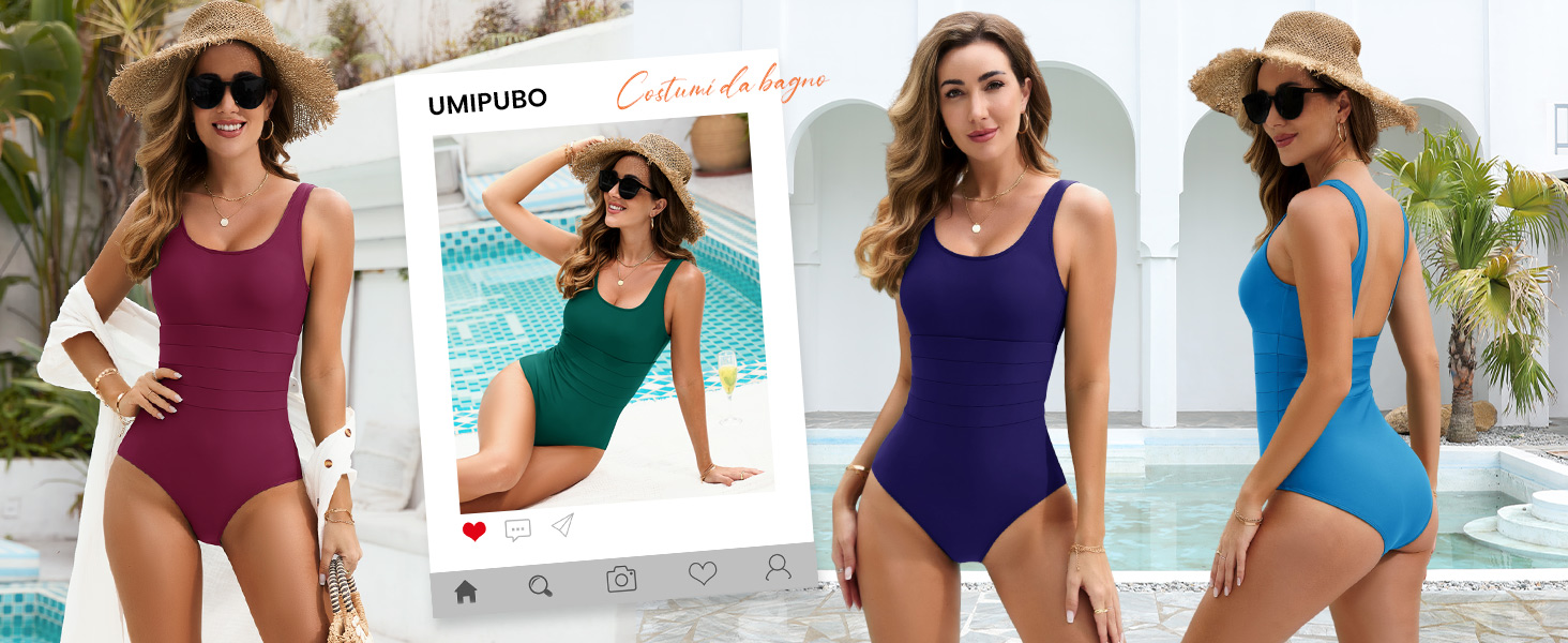 Costume da bagno intero per le donne Scoopback Push Up Costume da bagno Controllo della pancia Atletico Costumi da bagno da donna Dimagrante Costume da bagno increspato Racerback Costume da bagno