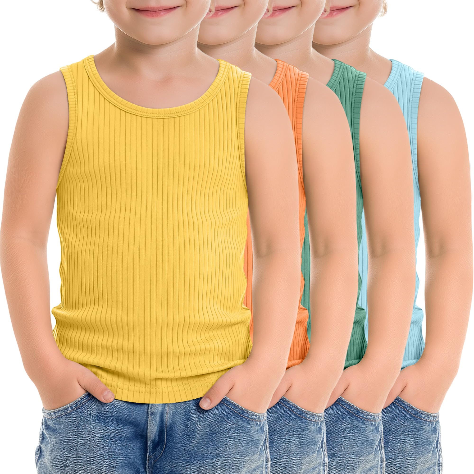 4 Pack Toddler Boys Cotton Tank Tops