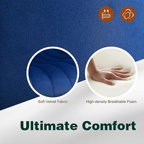 Miniatura 3 de Juego de 2 taburetes de bar modernos, taburetes de bar giratorios de altura ajustable de terciopelo, sillas de encimera de isla de cocina sin brazos