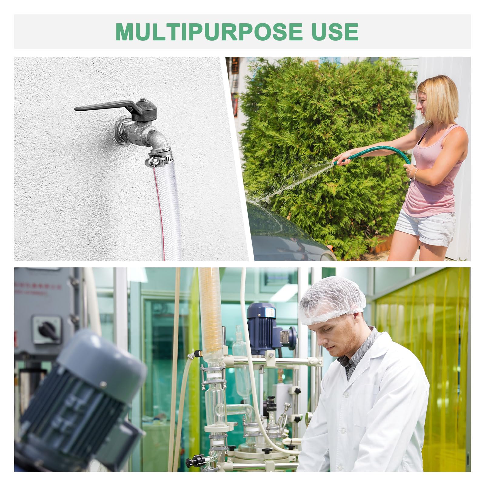 M METERXITY Tubo trasparente, diametro interno 3,8 cm x 3 m, ad alta pressione, intrecciato, flessibile, in PVC, per erogazione di acqua, olio, linee d'aria