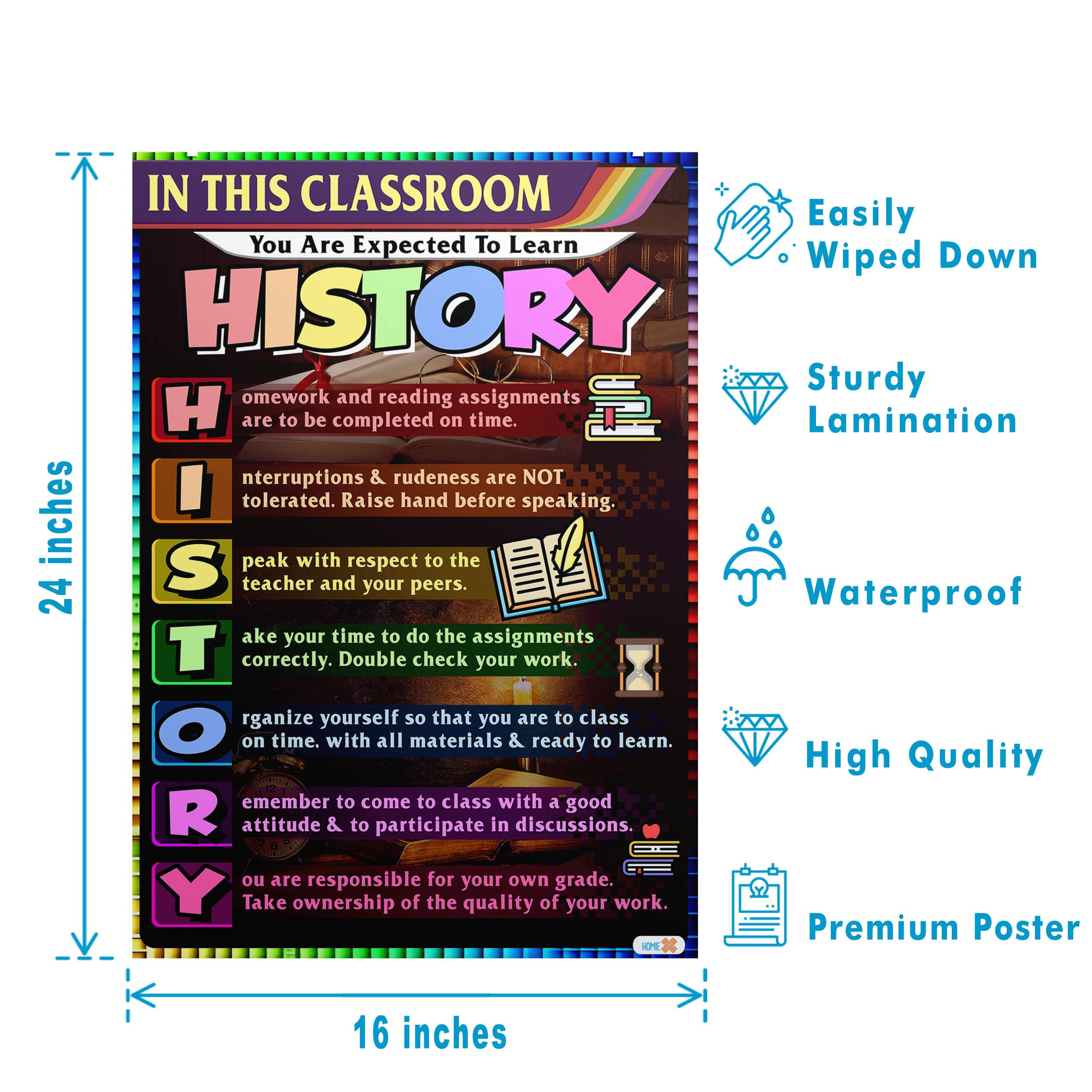 Classroom History Rules Poster - Educational Decor, Ideal for High School, Middle School, Teachers Gift, 16x24 - Image 8