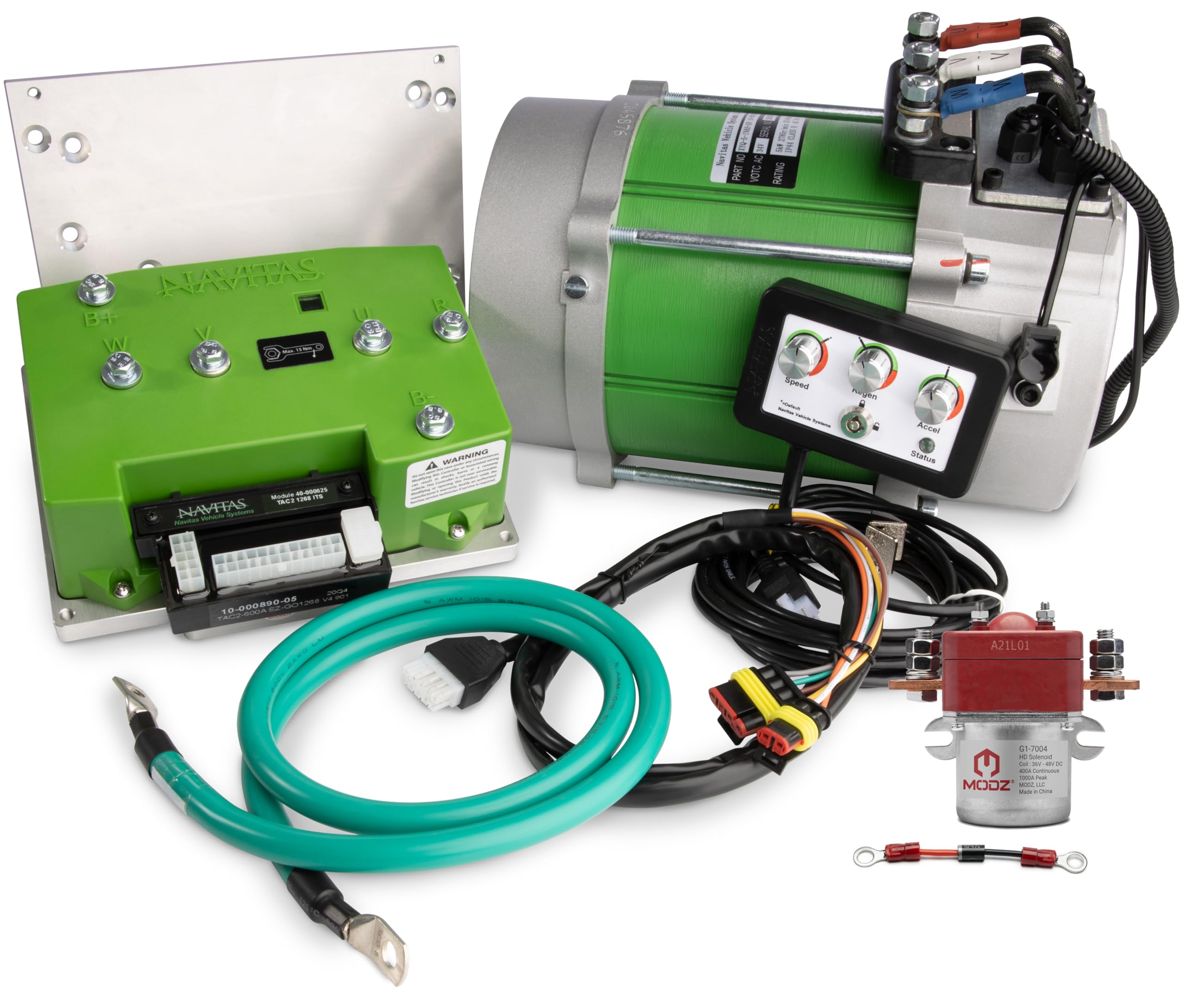 Navitas 600A 5KW DC to AC Conversion Kit with OTF Programmer and MODZ® Heavy Duty Solenoid and Diode for EZGO S4/L6/MPT Curtis 1268 ITS Controller Golf Carts