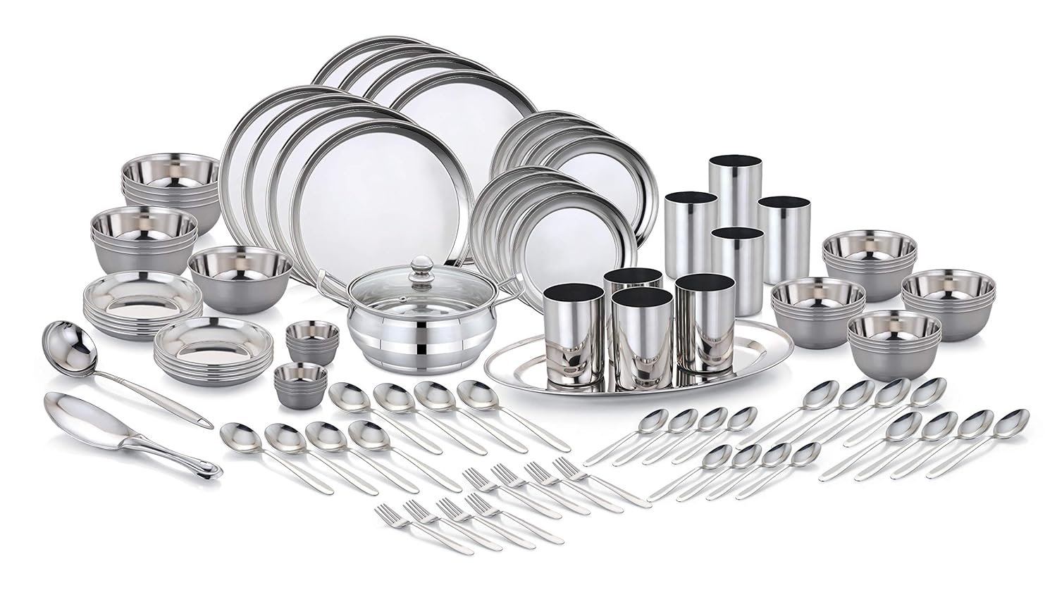 Pigeon Sapphire Stainless Steel Dinner Set – 101 Pcs