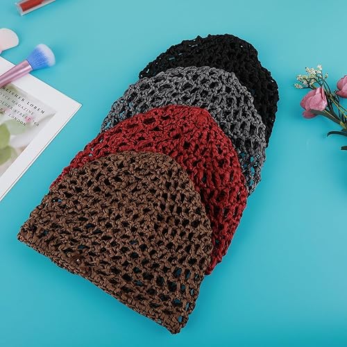 Miniatura 8 de Red de pelo de ganchillo de malla para mujer, sombrero de red de ganchillo para mujer, gorra de ganchillo para dormir, accesorio para dormir grueso
