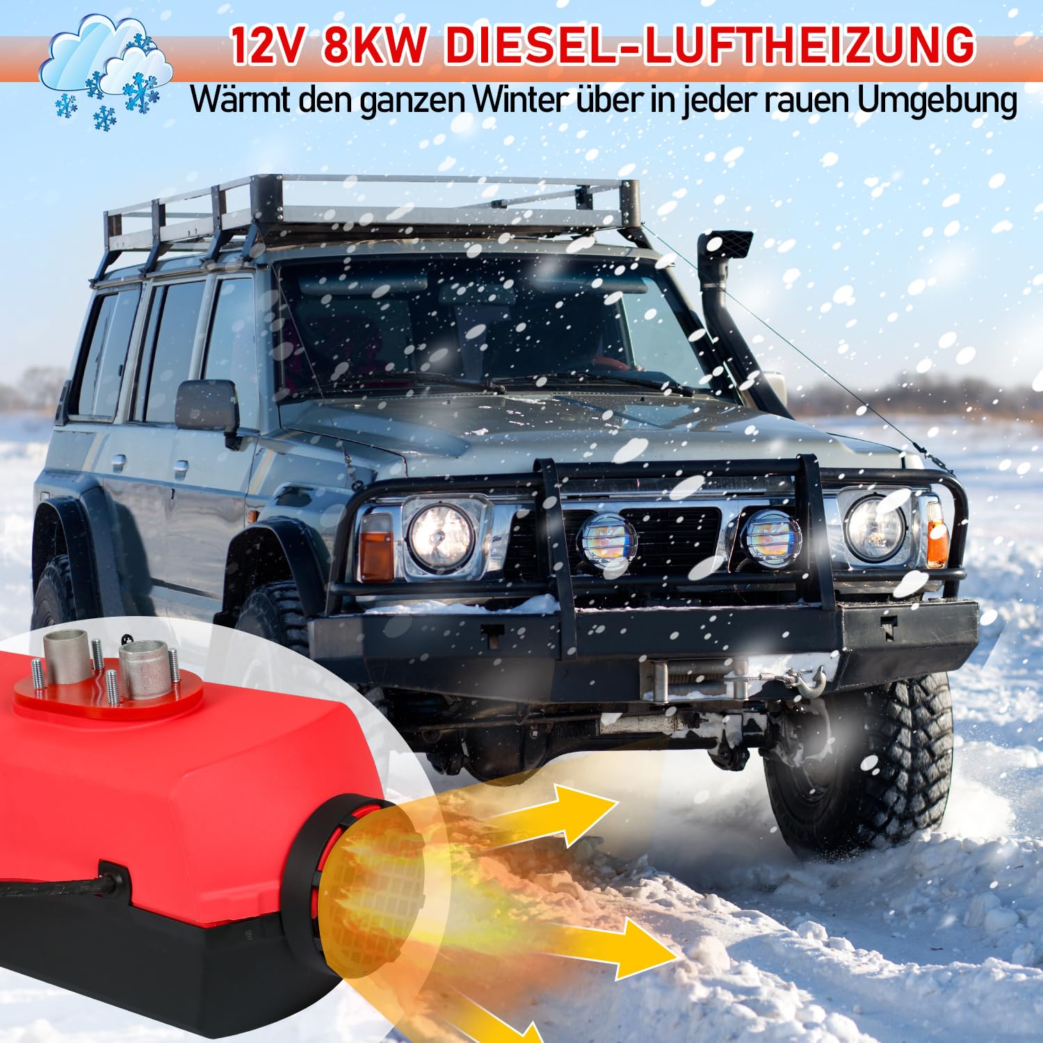 Fiqops Riscaldatore Diesel 8KW Riscaldamento Diesel 12V/24V DC con Telecomando e Display LCD Riscaldatore Diesel per Auto, Campeggio, Camper