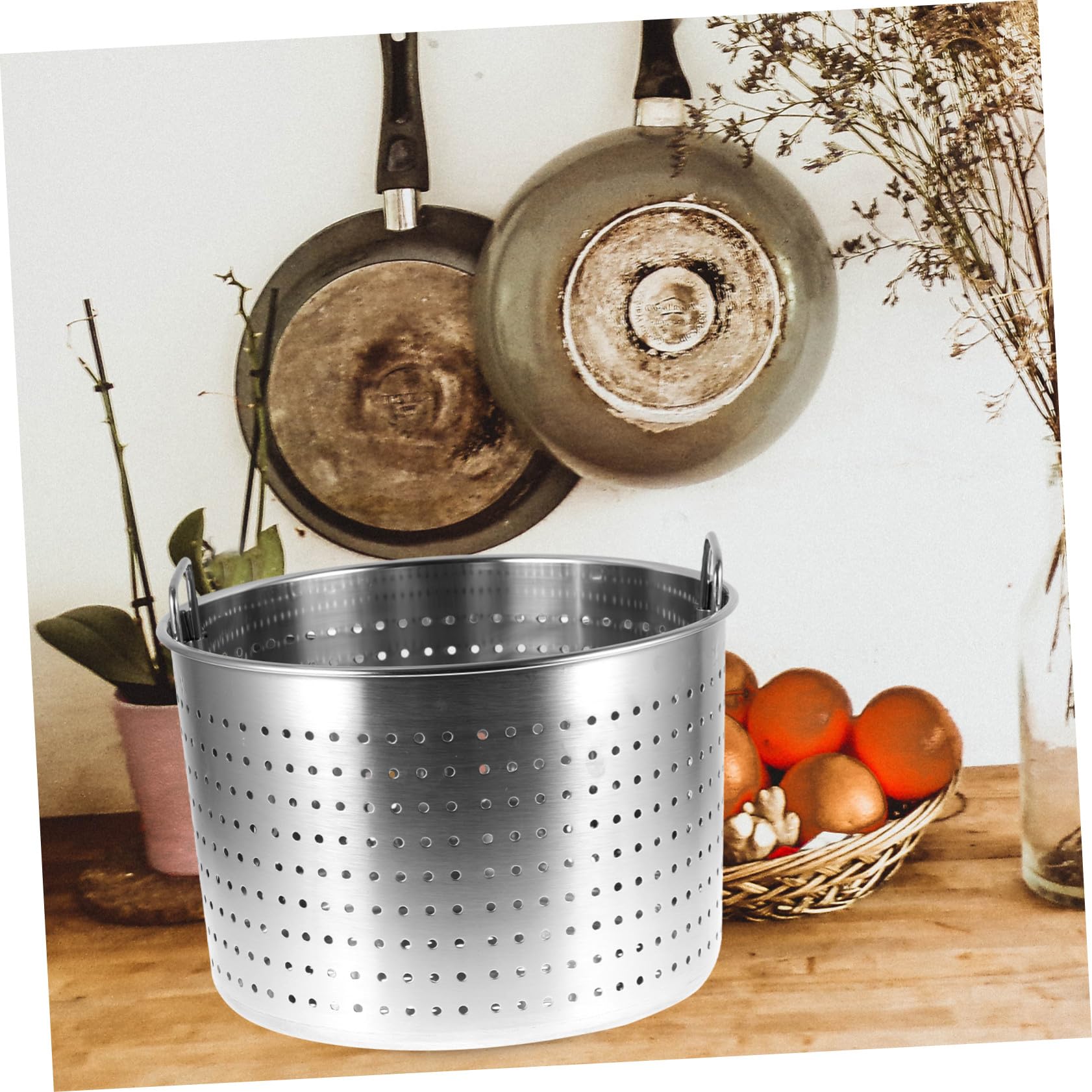 Edelstahl Filtersiebkorb mit Korrosionsschutz und Leicht zu Reinigen als Küchensieb für Fleisch und Meeresfrüchte Silber mit Elegantem Design
