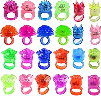 Amazon.com: KIMOBER 24PCS Light Up Rings,Assorted Glow In The Dark ...