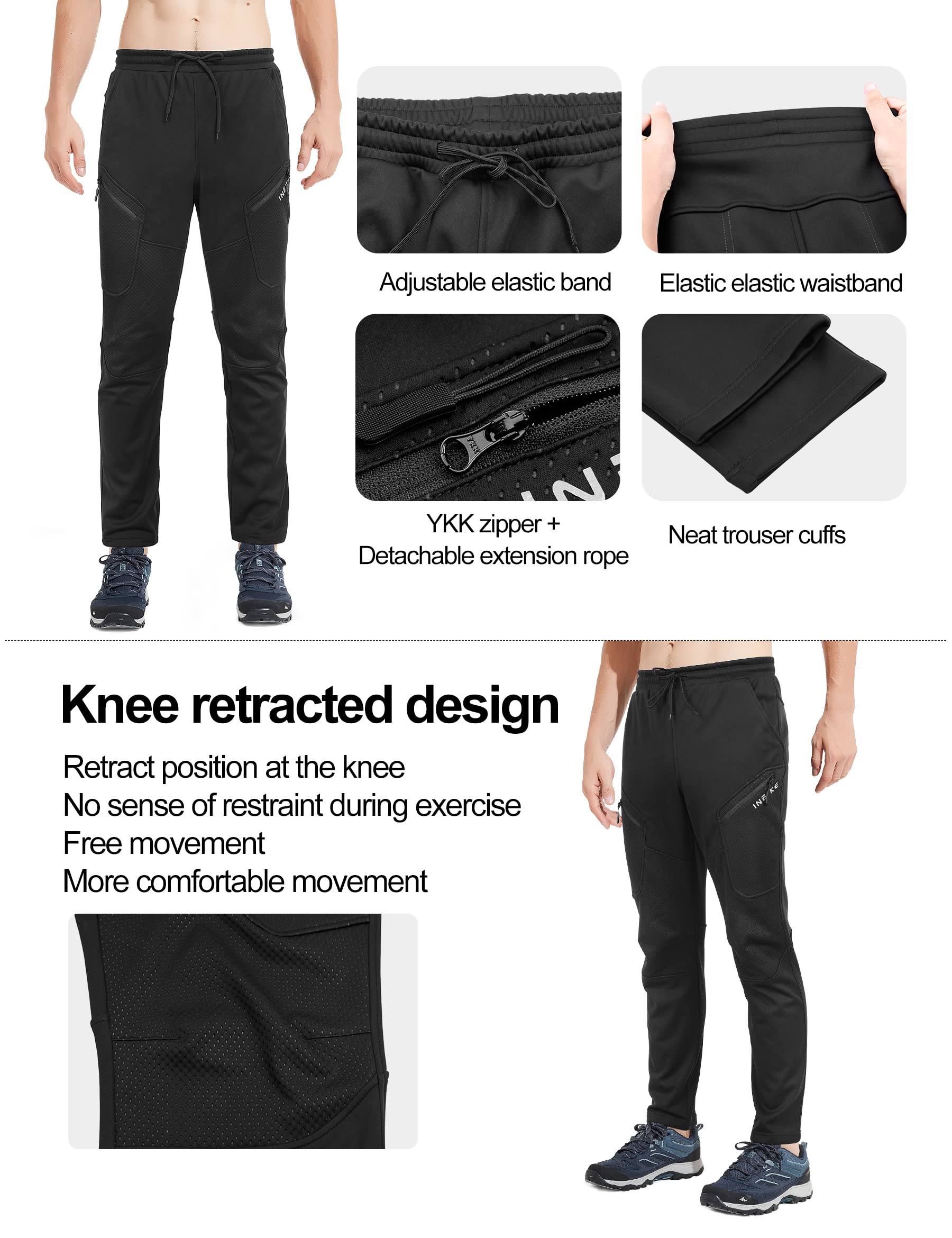 INBIKE Pantalon VTT Homme Hiver Chaud Impermeable Softshell Polaire Travail Coupe Vent Sport de Plein Air Ski Jogging Randonnée Cyclisme Velo