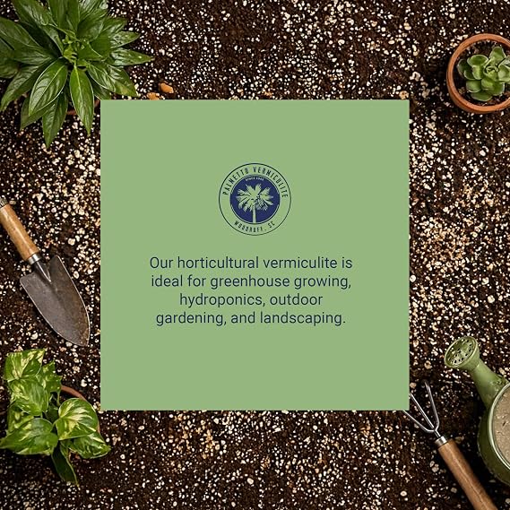 Palmetto Vermiculite Coarse Grade A-3 Horticultural Soil Additive, 4 Cu Ft Bag - Gardening and Potting Mix for Seed Starting, Aeration, and Drainage