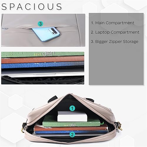 Miniatura 2 de Oak Leathers Bolsa de mensajero de cuero para computadora portátil, maletín de oficina, bolsa de viaje para hombres y mujeres, bolsa de universidad,