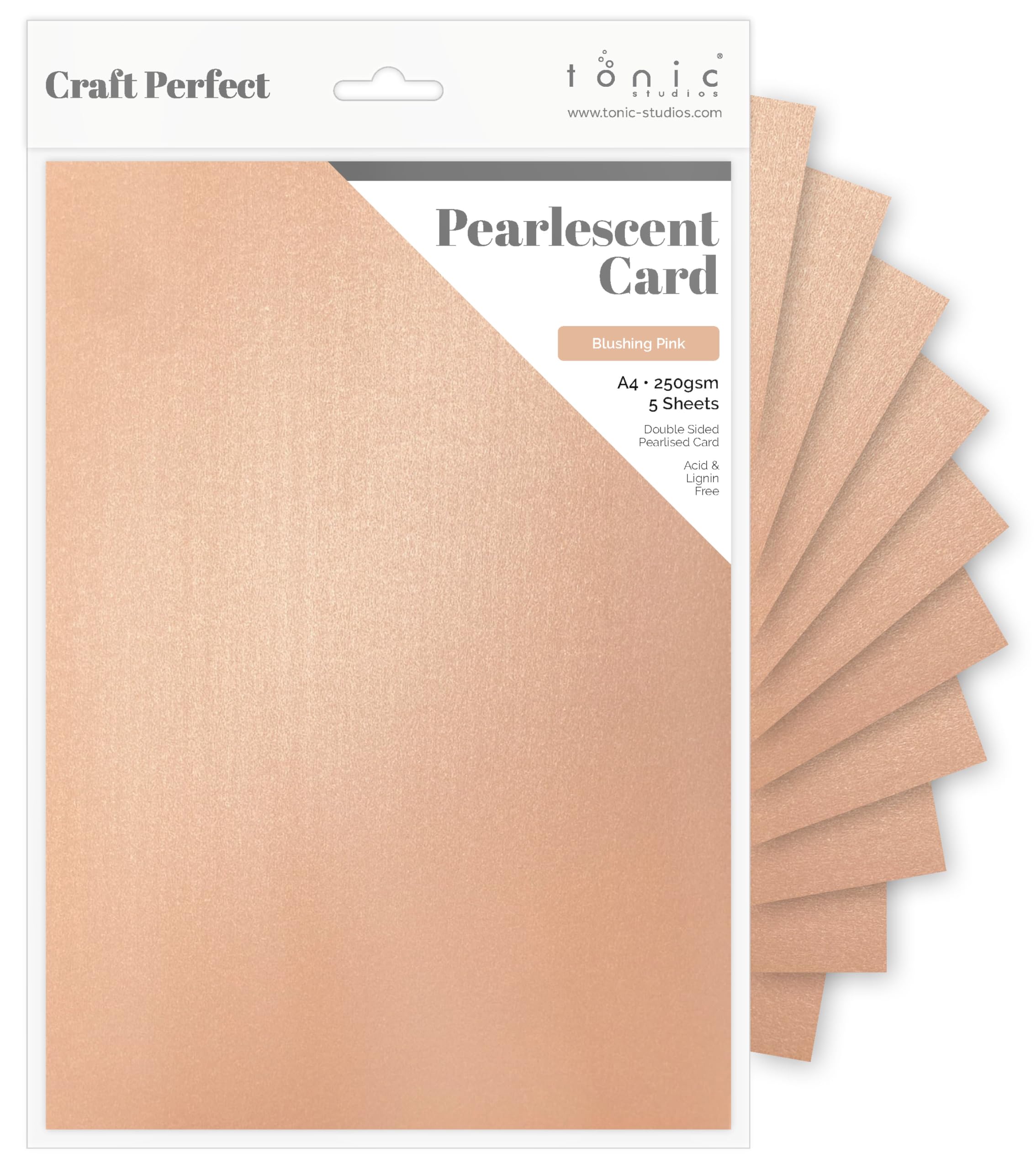 Tonic Studios Blushing Pink Craft Perfect Pearlescent Card A4,