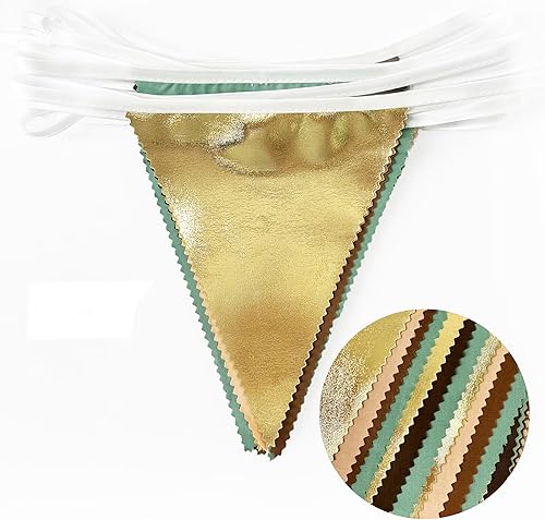 Miniatura 2 de Decoraciones de fiesta de 32 pies, color verde salvia, marrón, bandera triangular, banderín, banderín, banderín, guirnalda para selva, safari,
