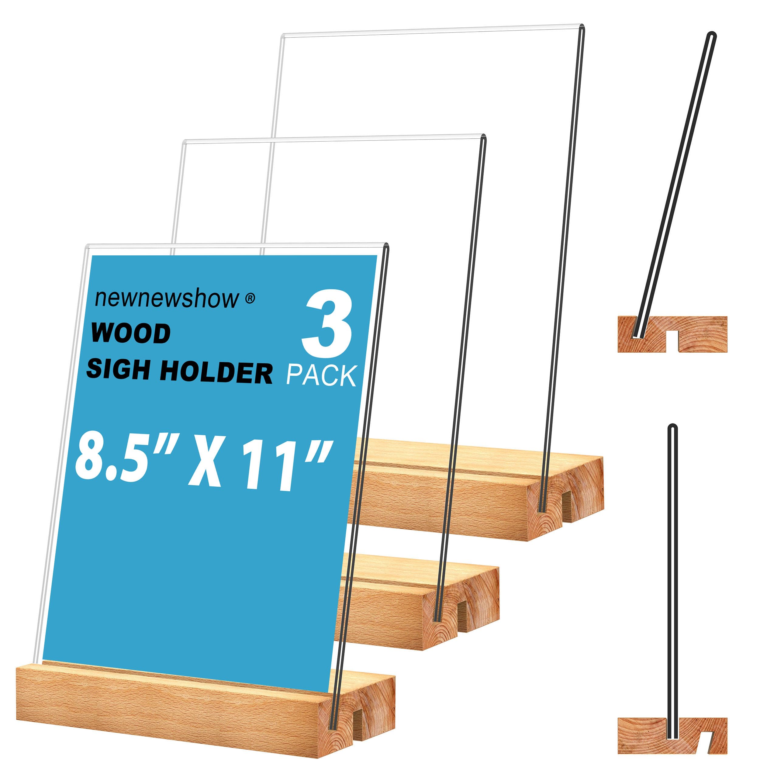 Amazon.com: newnewshow® 8.5x11 Acrylic Sign Holder with Wood Base