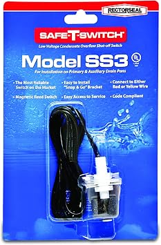 RectorSeal Safe-T-Switch 97647 Condensate Overflow Switch, Slim Design, HVAC
