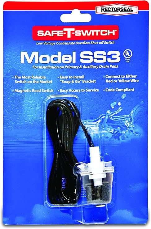 RectorSeal Safe-T-Switch 97647 Condensate Overflow Switch, Slim Design, HVAC