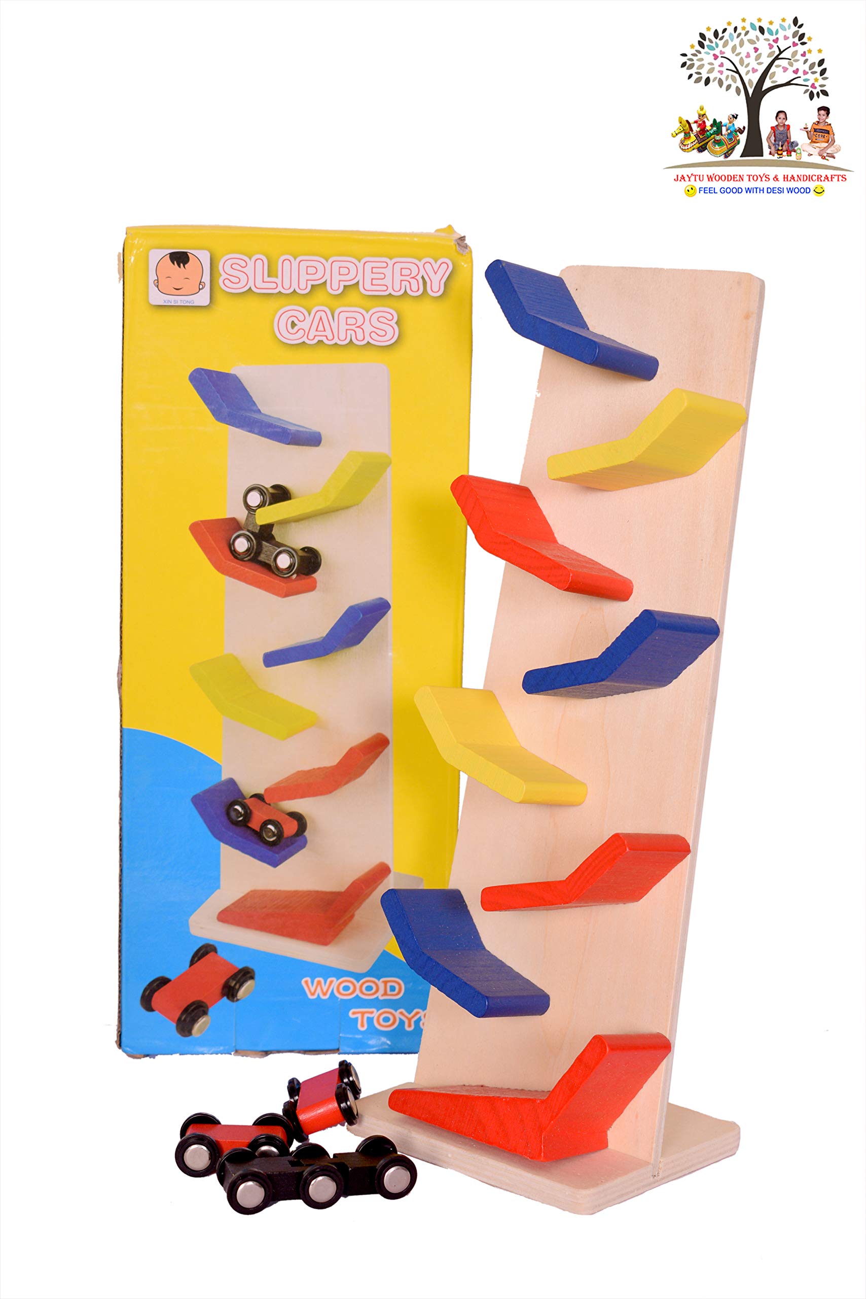 Jaytu Wooden Toys & Handicrafts - Wooden Slippery Cars Track Best Racing Car Toy’s with 3 Cars (B08J43FTT9) Amazon Price History, Amazon Price Tracker