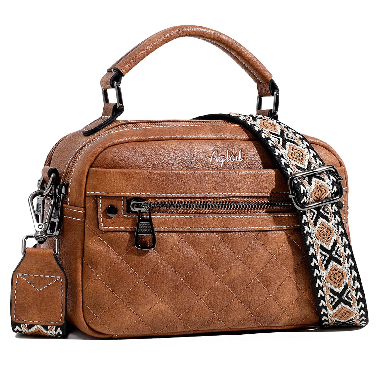 AGLOD Crossbody Bags for Women Vegan Leather Shoulder Handbags Small Cross Body Purses for Women Trendy with Wide Strap