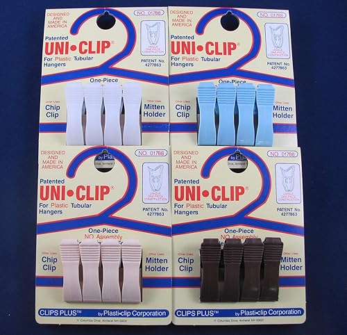 Amazon Com Plasti Clip Uni Clip 300 Universal Clip Chip Clip Holder Hanger One Piece All Plastic Variety Pack Four Colors Clothing Shoes Jewelry