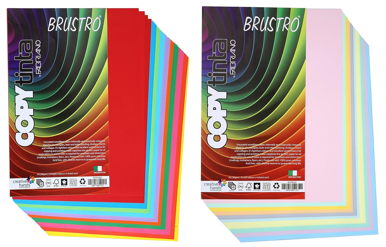 BRUSTRO Copytinta Coloured Craft Paper A4 Size 80 GSM Mixed Bright