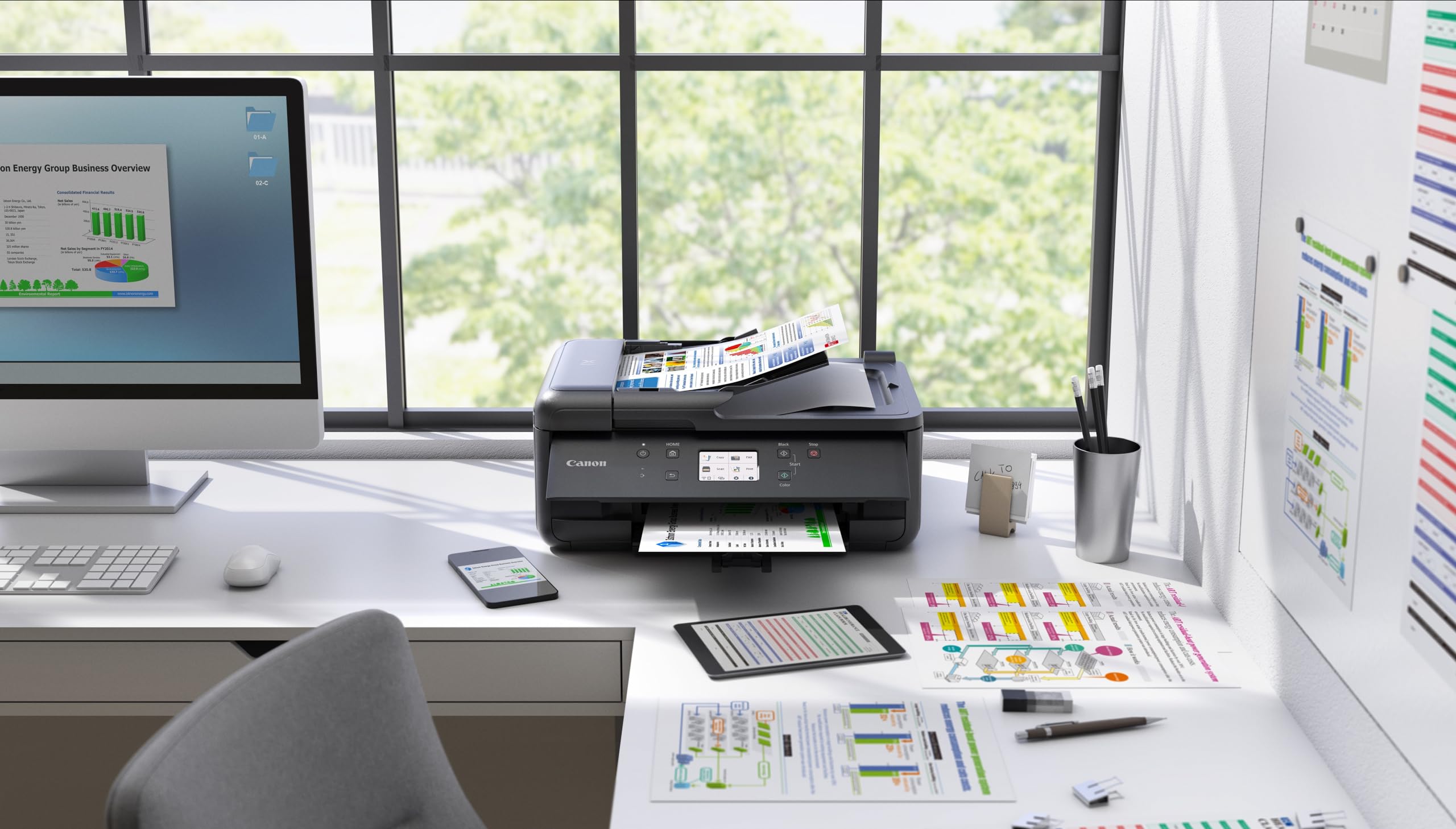 Canon PIXMA TR7650 Imprimante Multifonction A4 WiFi - Imprimante Jet d’Encre Couleur 4 en 1 (Scanner, copieur, imprimante sans Fil, fax, ADF, WiFi, LCD,), Blanc