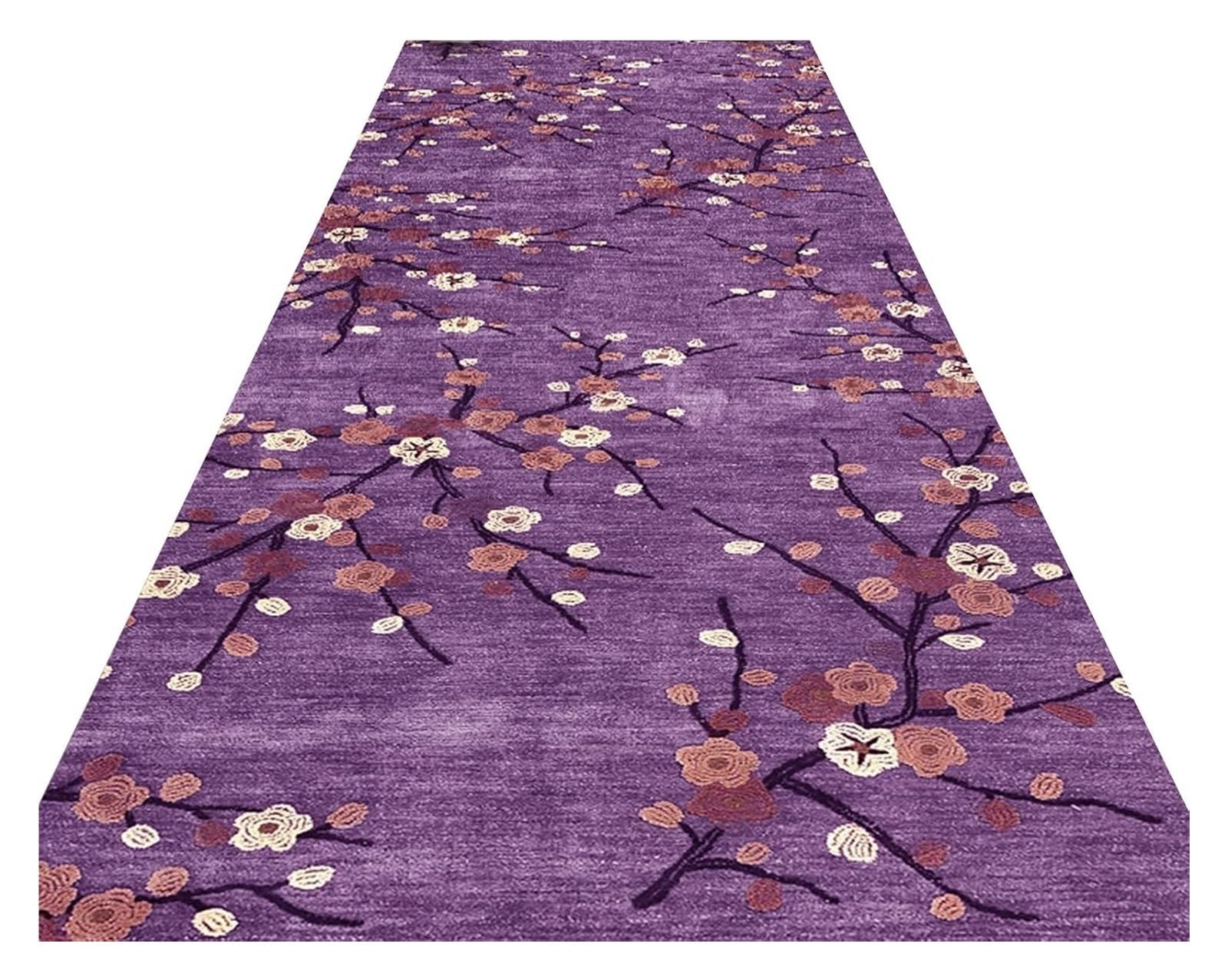 Tapis de couloir violet anti-bruit pour grand appartement cosy