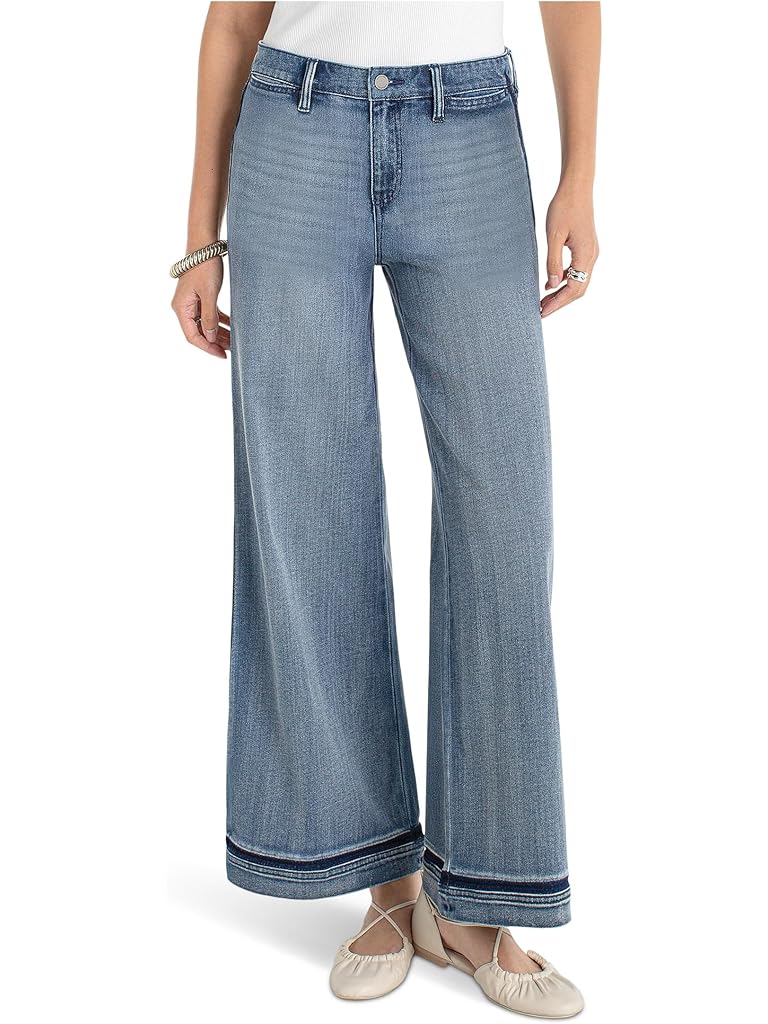 Blue Liverpool Los Angeles Super Stride Wide Leg Mid-rise Jean With Shadow Cuff 30" Inseam