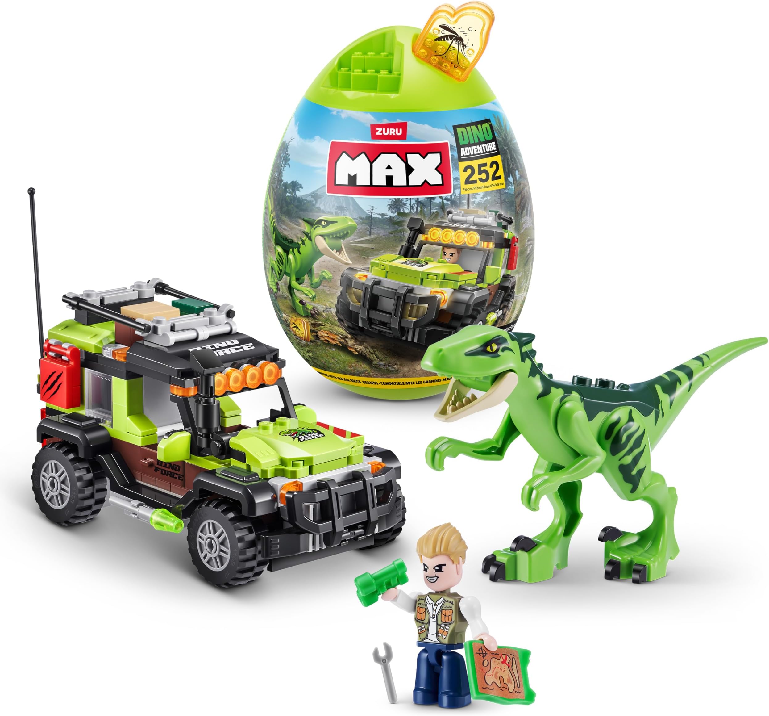Max Build More Dino Adventure Raptor Force (233 pieces) Building Bricks Toys For Kids 5+ Create Dinos Vehicles and More Unbox Discover