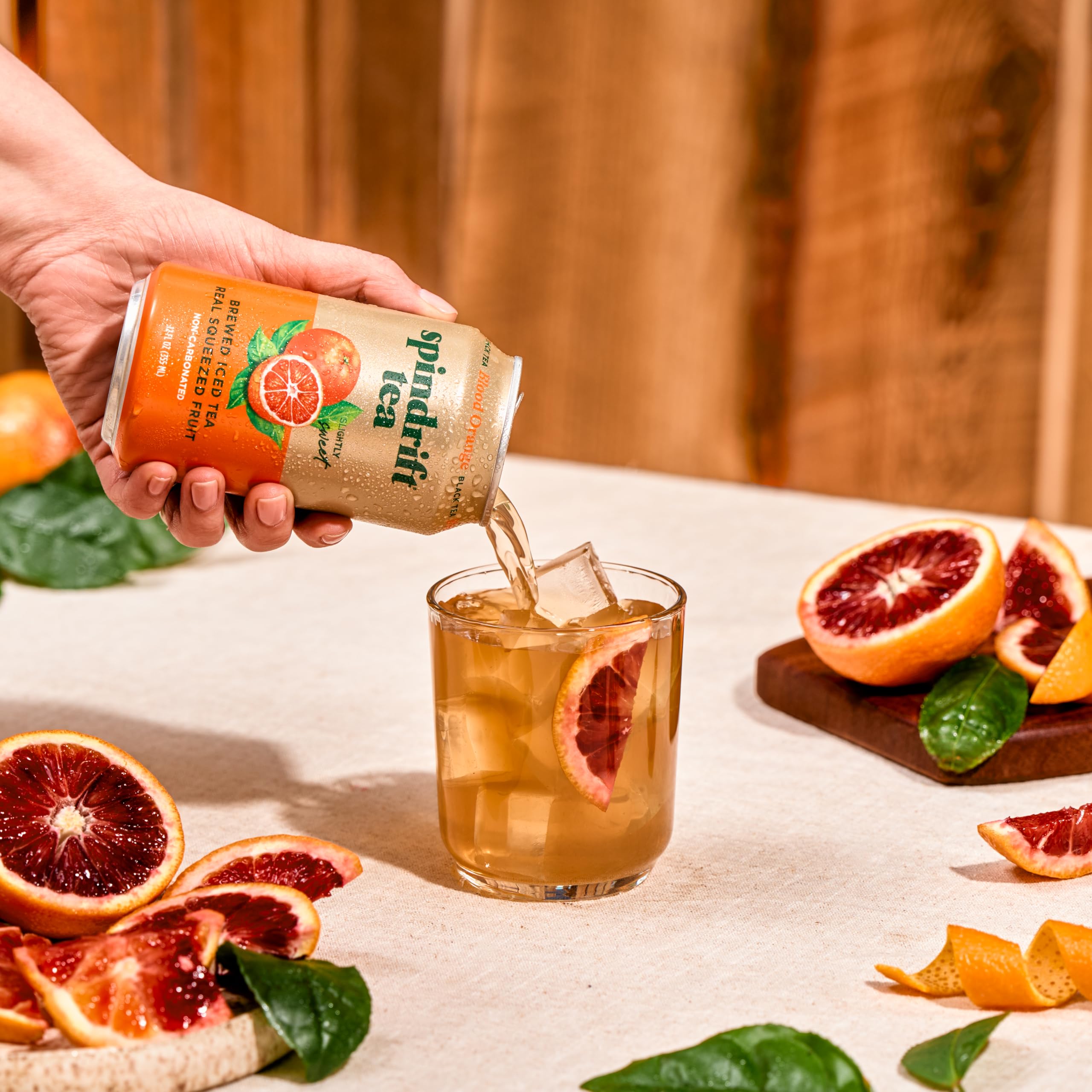 Spindrift Brewed Iced Tea, Blood Orange Black Tea, Made with Real Squeezed Fruit, No Carbonation, 12 Fl Oz Cans, Pack of 12 (Only 27 Calories per Can)