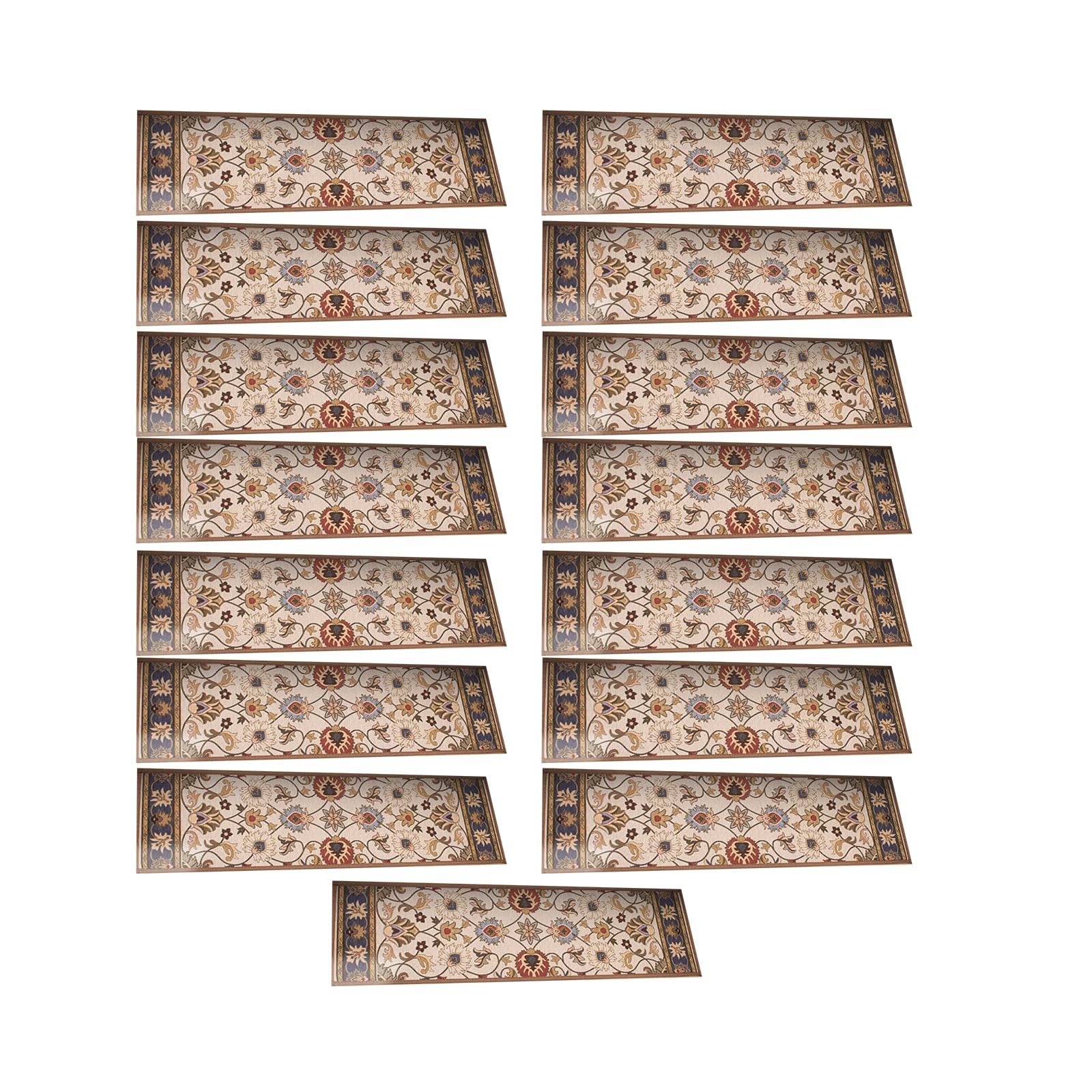 Nucelit 15Piece Stair Treads Set, 8" x30 NonSkid Carpet for Stair, Easy Install Adhesive Staircases Mats Elegant Pattern Carpet Runners