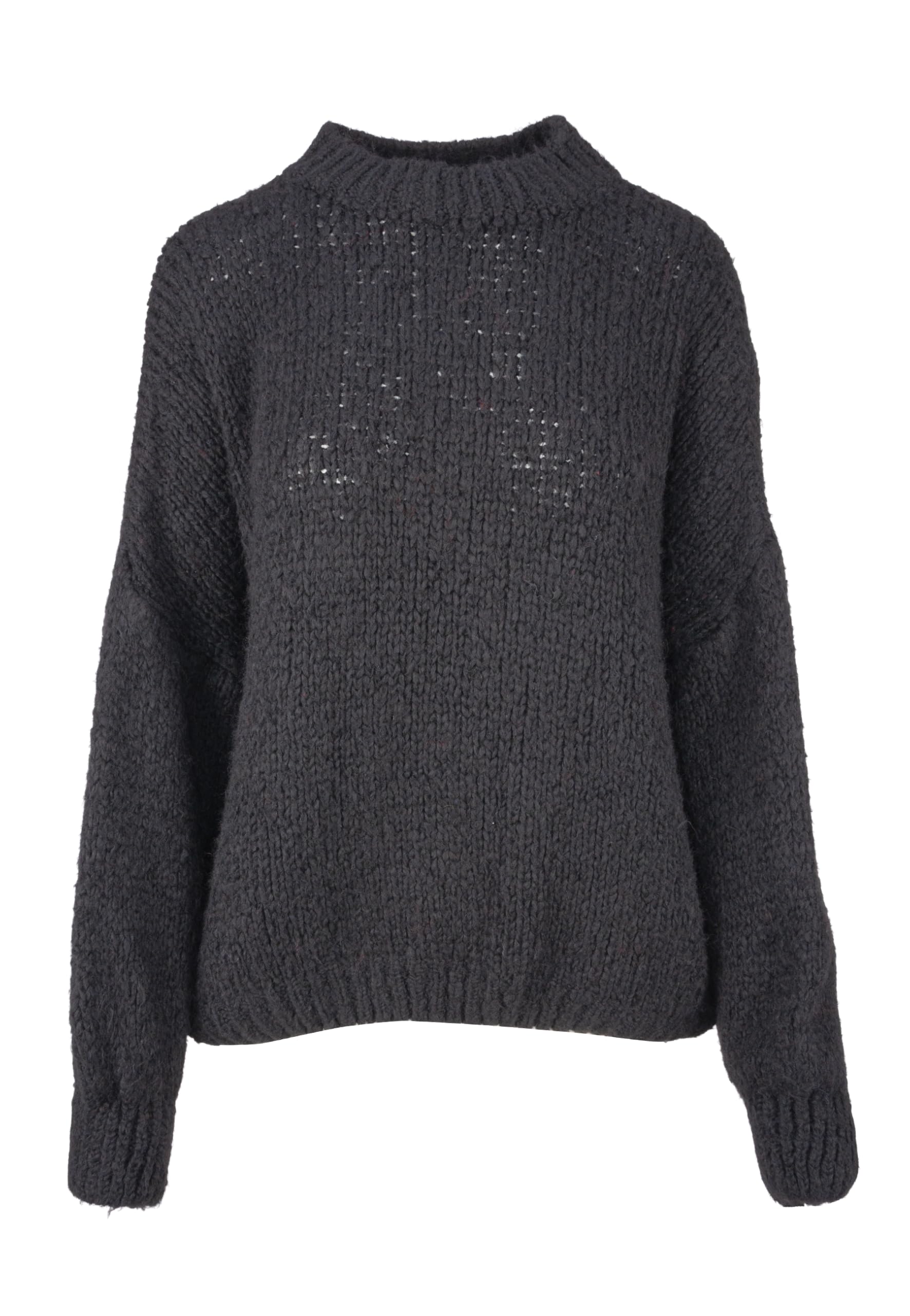 Strickpullover Adelina Damen - Kuscheliger Woll-Mix Grobstrick mit Rundhalsausschnitt - Weicher Pulli für Büro und Freizeit OneSize Gr. 36-42