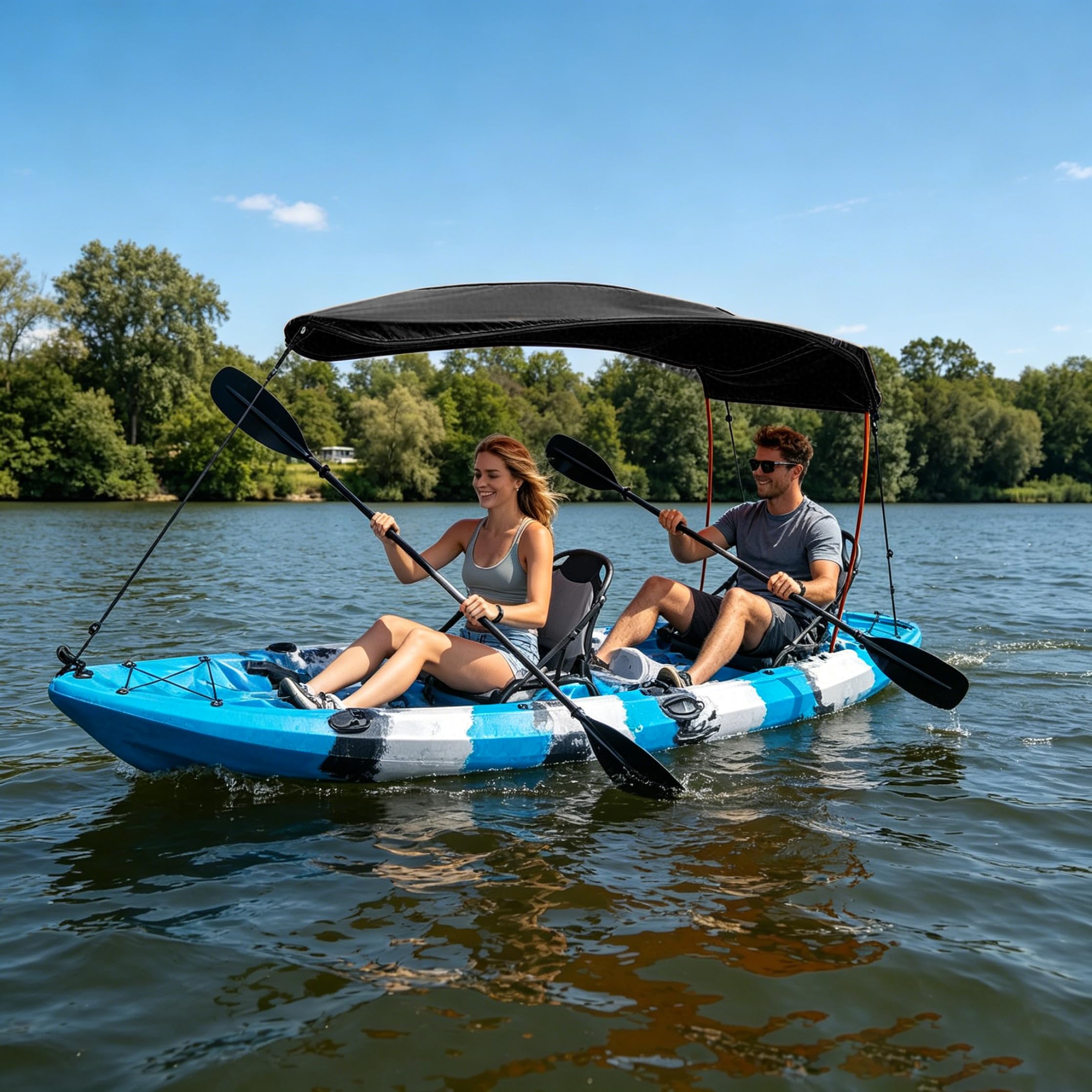 Tettuccio per Kayak, Parasole per Kayak, in Tessuto Oxford Impermeabile e Resistente agli Strappi, Protezione Solare e Pioggia Facile da installare per Canoa, gommoni, Nero