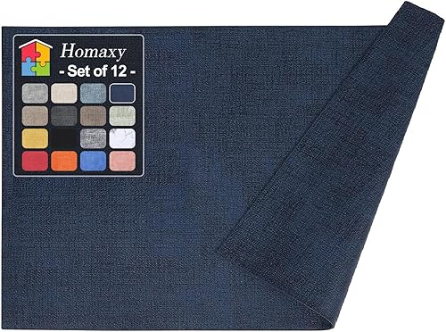 Miniatura 10 de Homaxy Juego de 6 manteles individuales de piel sintética resistentes al calor para mesa de comedor, impermeables, lavables, lavables, fáciles de
