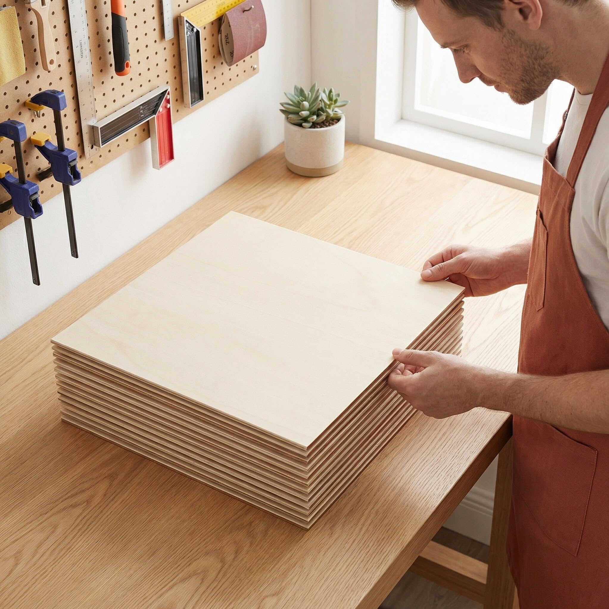 10 Stück Sperrholzplatte Stabile Basis Quadratische aus Buchenholz mit Natürlicher Maserung für Holzprojekte für Bodenbeläge und Basteldesigns