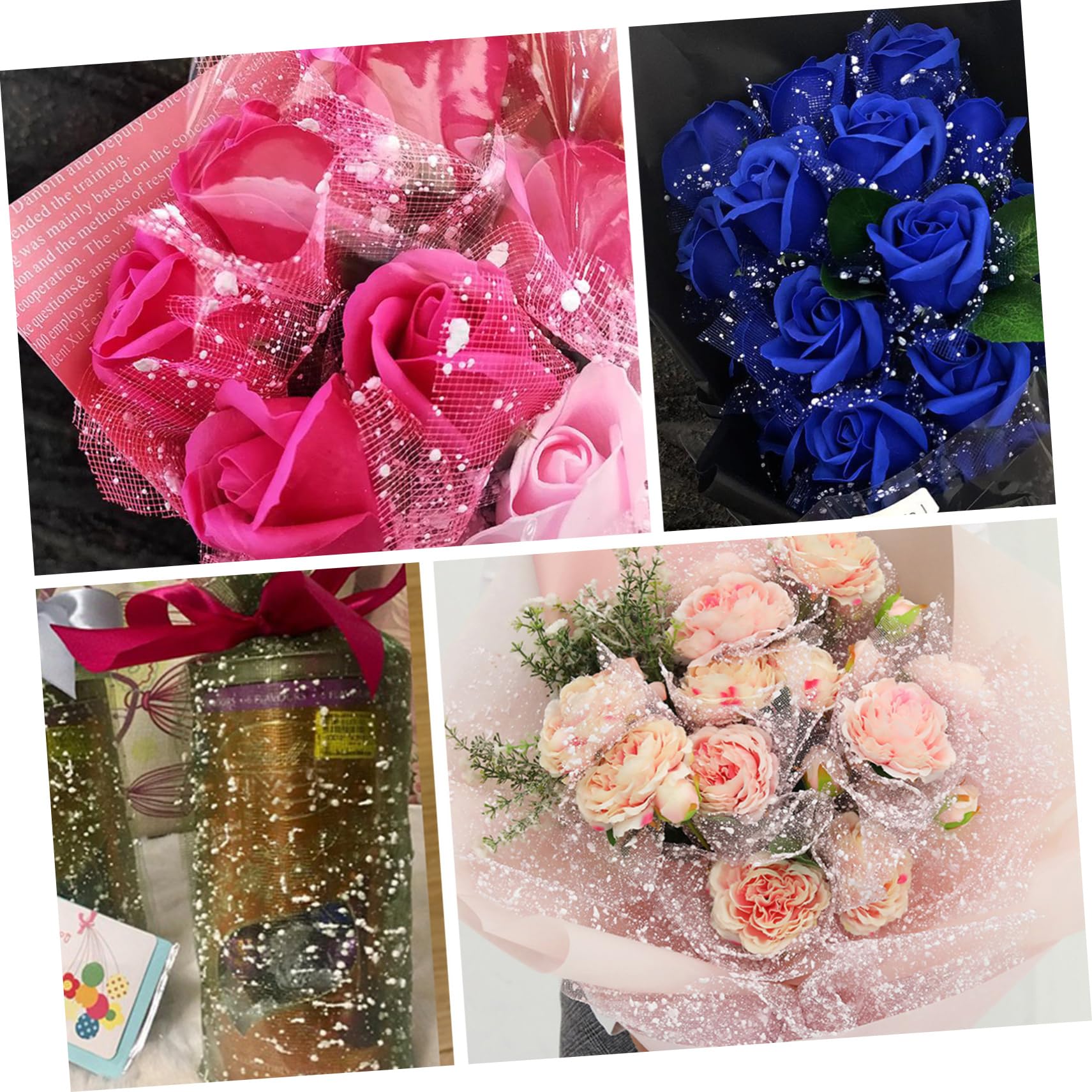 SEWACC 4rouleaux Ruban Décoratif Maille Pour De Fleurs Ruban Pour Cadeau Et Bricolage Fournitures Pour Bouquets De Fleurs