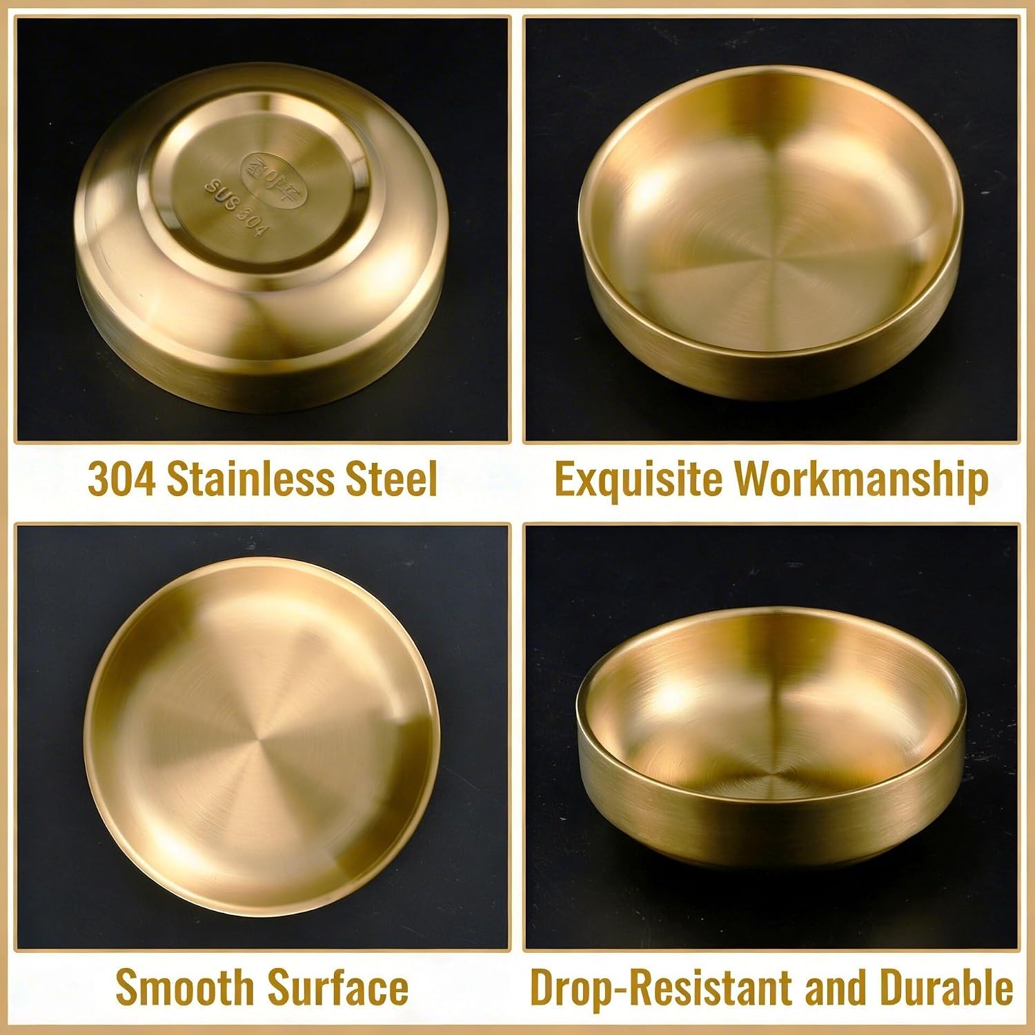 Sauce Dish, 4 PCS, Gold, 3.5 Inch, Round