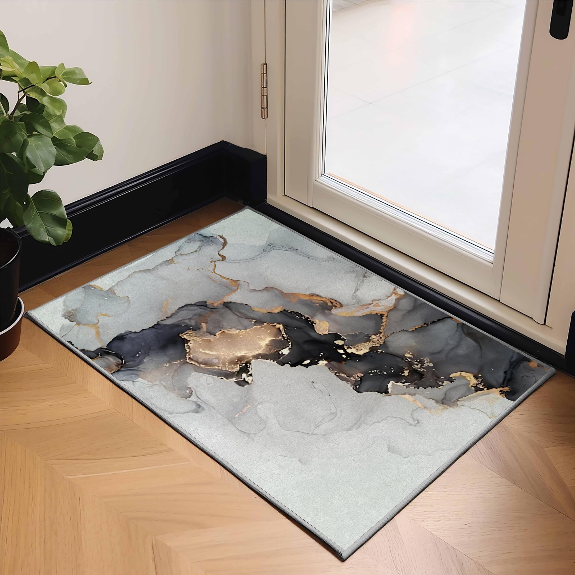 Teppich Quadratisch 150x150 Grau Marmor Teppich Kurzflor Waschbar in Waschmaschine Drucken Teppich Gegend rutschfest Dünn Saugfähig für Wohnzimmer Schlafzimmer Küchen