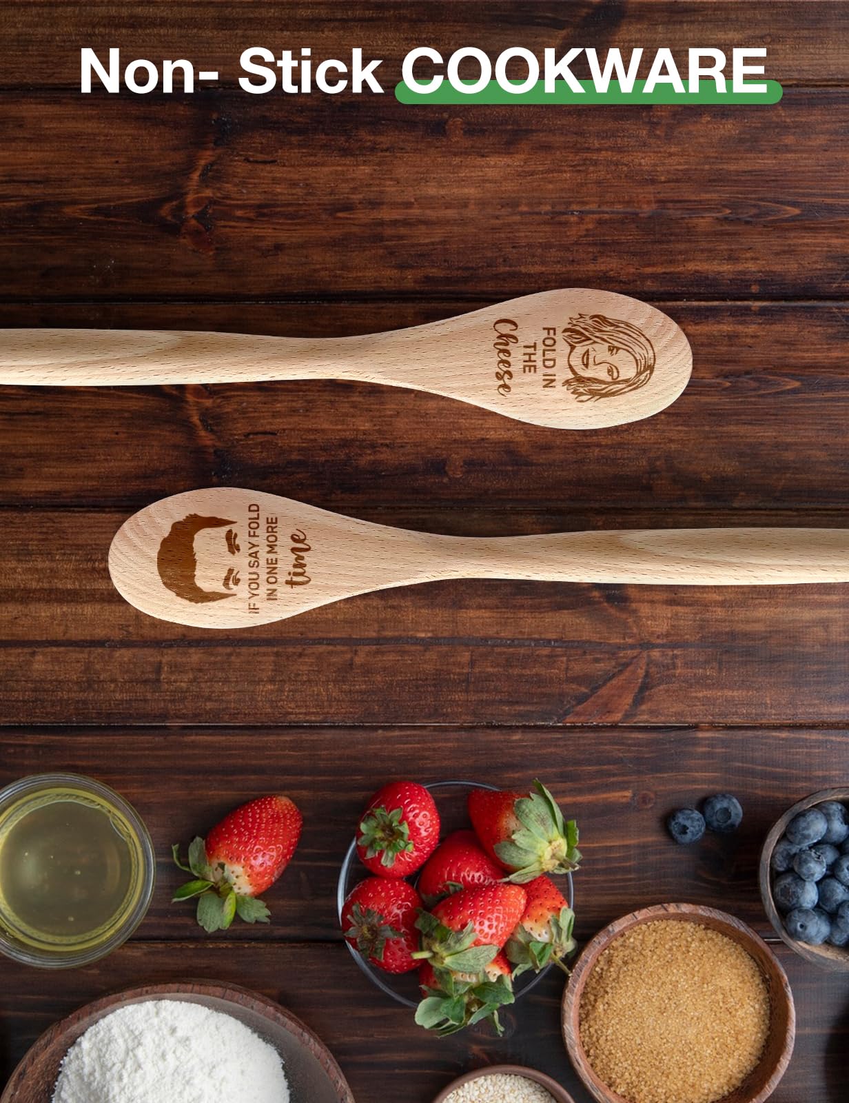 2 cucharas de madera divertidas para cocinar, decoración novedosa de programas de televisión de amigos para mujeres, cucharas de cocina Schitts, accesorios de decoración de cocina, regalos