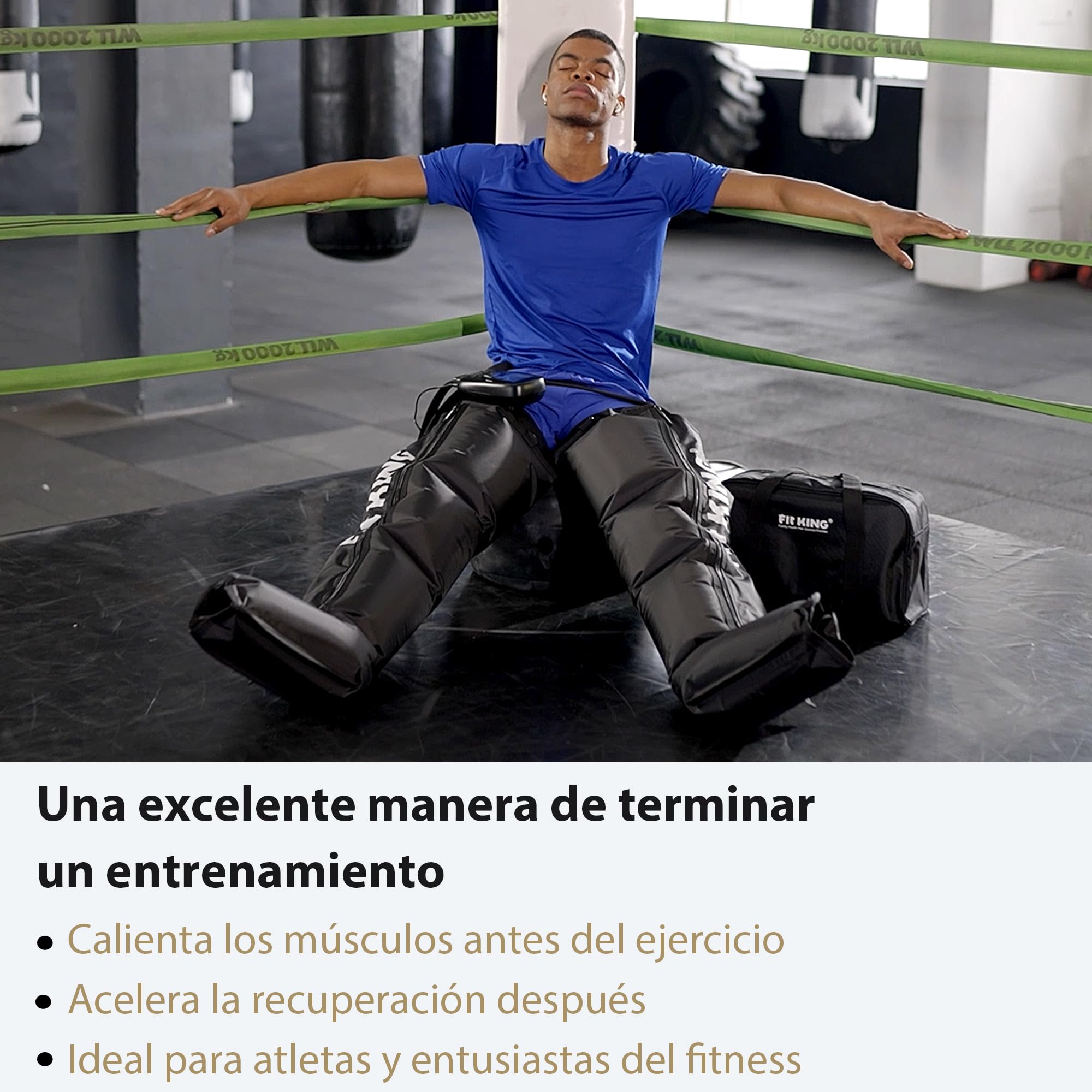 FIT KING Botas Presoterapia Piernas, Masajeador de Piernas para Mejorar la Circulación Sanguínea y Aliviar el Dolor en las Piernas Mejorar el Rendimiento Deportivo Relaje los Músculos