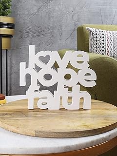 Purestory Tabletop Freestanding Love Hope Faith Sign,Word Art Decor For Shelf,Bedroom Kitchen Living Room Table Centerpiec...