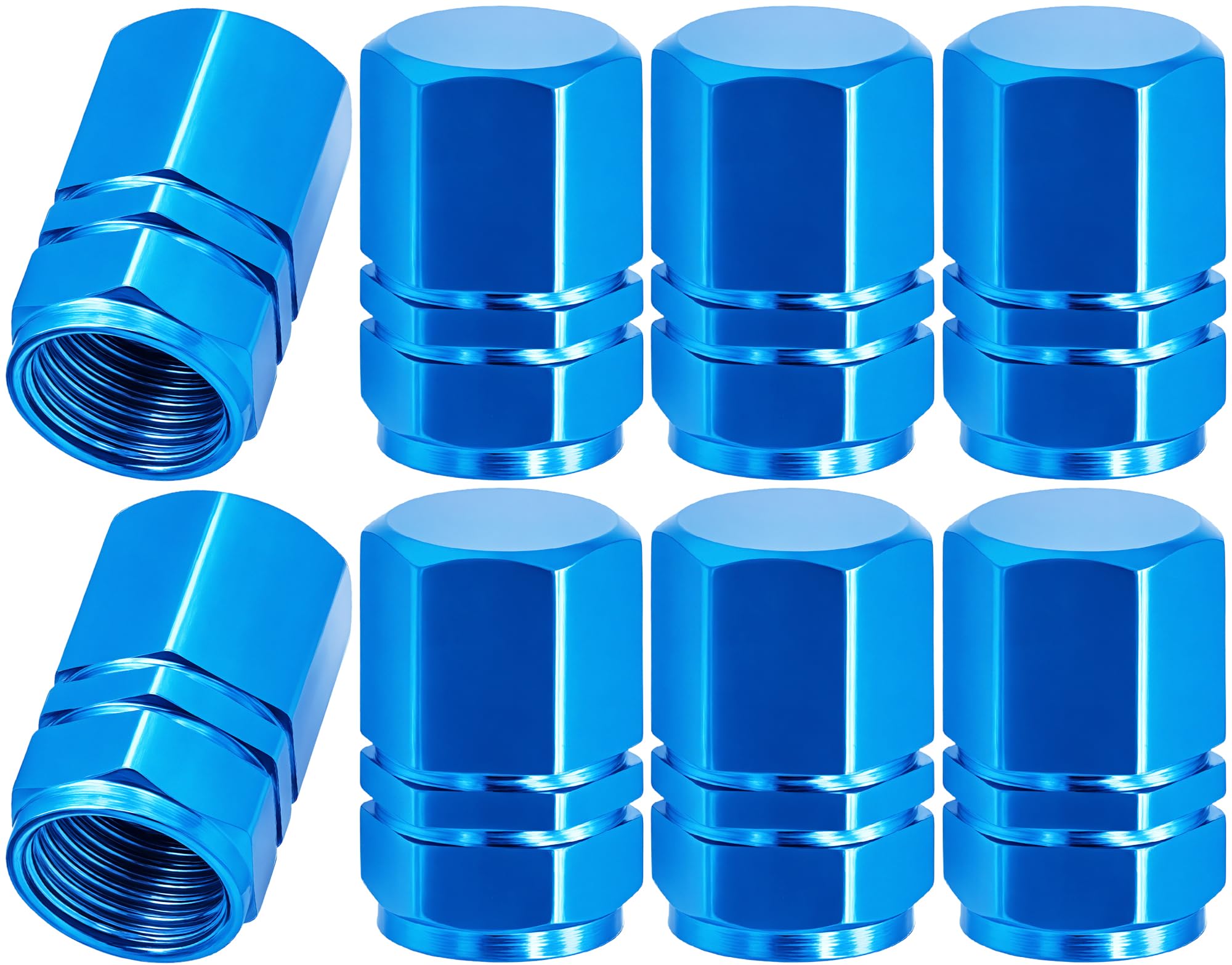 MEAJOO 8PCS Tire Valve Stem Caps, with Rubber O-Ring, Corrosion Resistant Leak-Proof, Aluminum Alloy Universal Wheel Valve Covers for Cars, SUV,