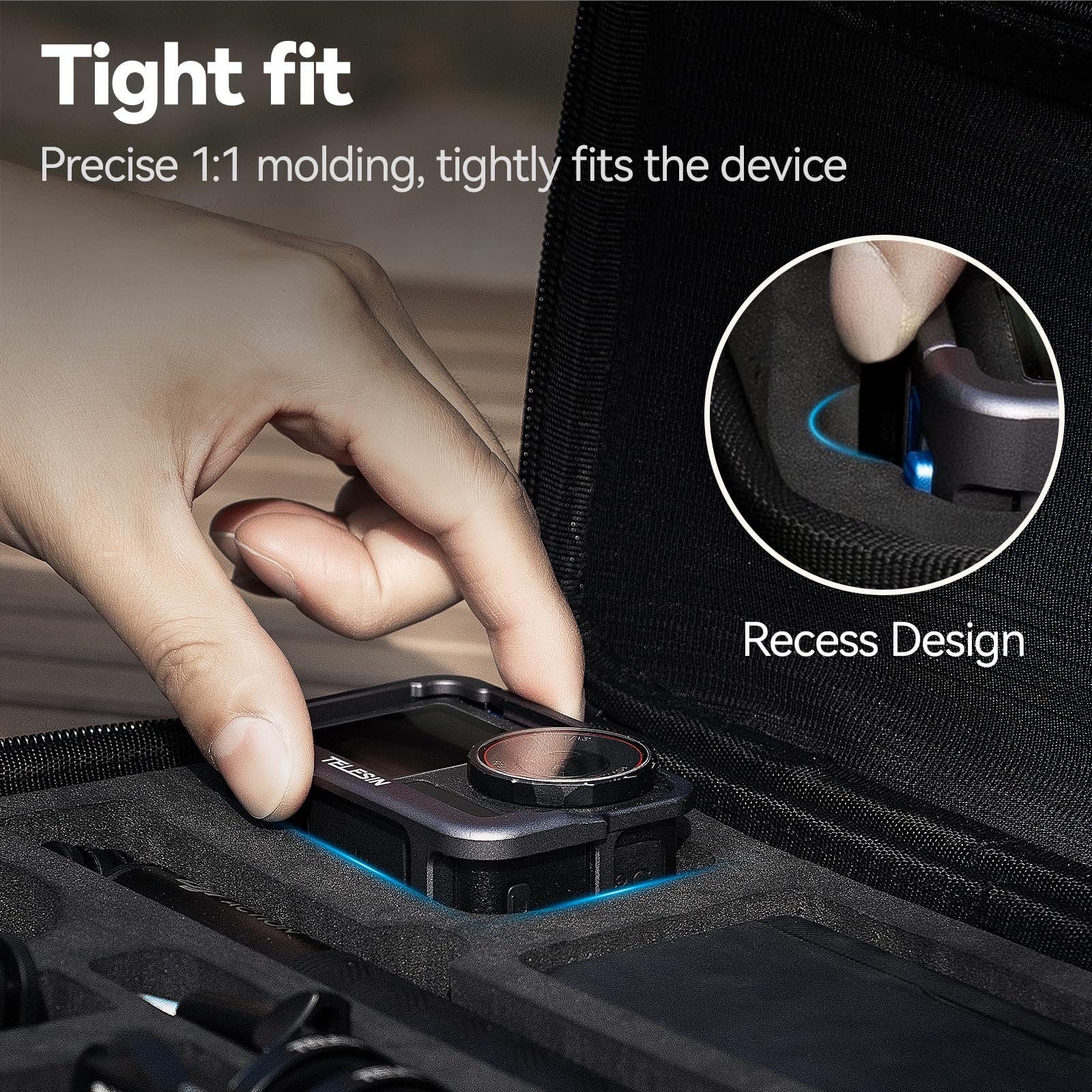 TELESIN Étui de Transport pour DJI Action 5/4/3, Coque Rigide étanche de Voyage pour DJI Osmo Action 5 Pro/Action 4/Action 3, Sac Portable pour caméra d’Action, Accessoires pour caméra d’Action