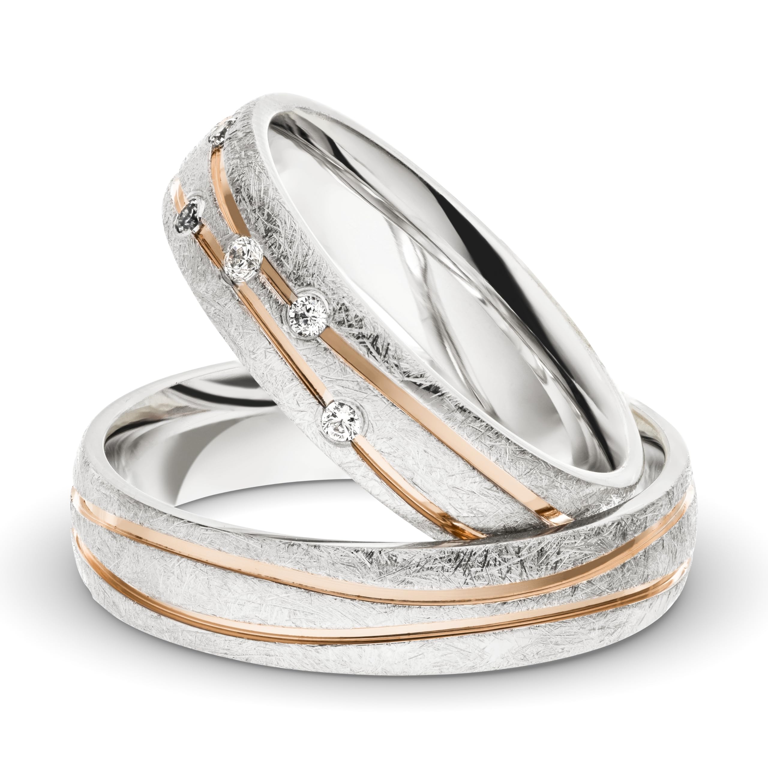 Silberring 925 Damen 2 Trauringe / Eheringe Aus 925 Silber – Mit Zirkonia, Gravur Gratis, Breite 6mm, Größe 48-76 Verlobungsringe Mit Gravur