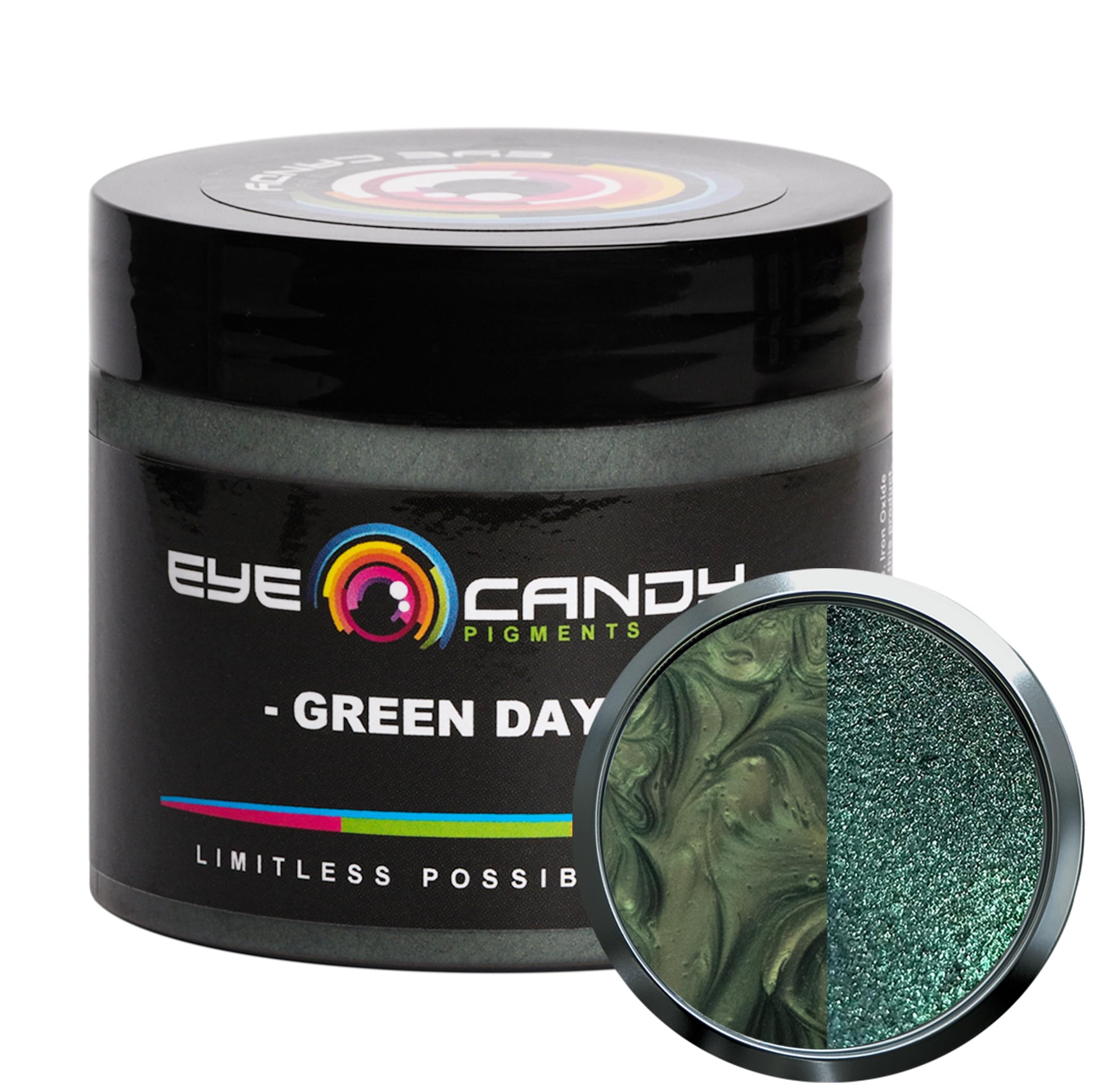 Eye Candy Pigments Premium Green Mica Powder - Green Day (50gr) - for Epoxy, Resin, Soap, Paint, Woodworking, Acrylic Pouring, Bath Bombs, Fishing