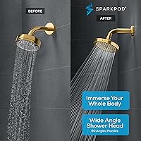 Vista 2 de SparkPod Cabezal de ducha – Lluvia de alta presión – Diseño de lujo de alta calidad – Reemplazo ajustable fácil de limpiar para tus cabezales