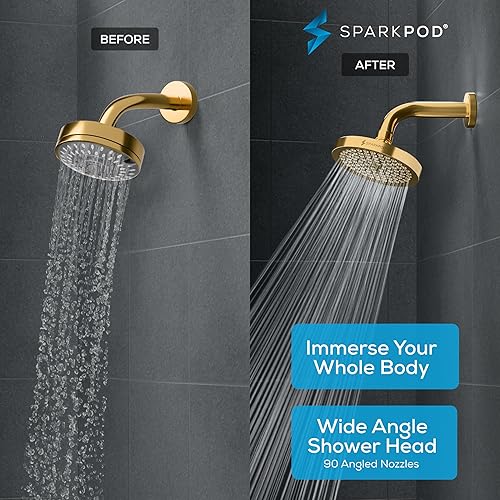 Miniatura 9 de SparkPod Cabezal de ducha, lluvia de alta presión, diseño de lujo de alta calidad, instalación en 1 minuto, reemplazo ajustable fácil de limpiar 1.