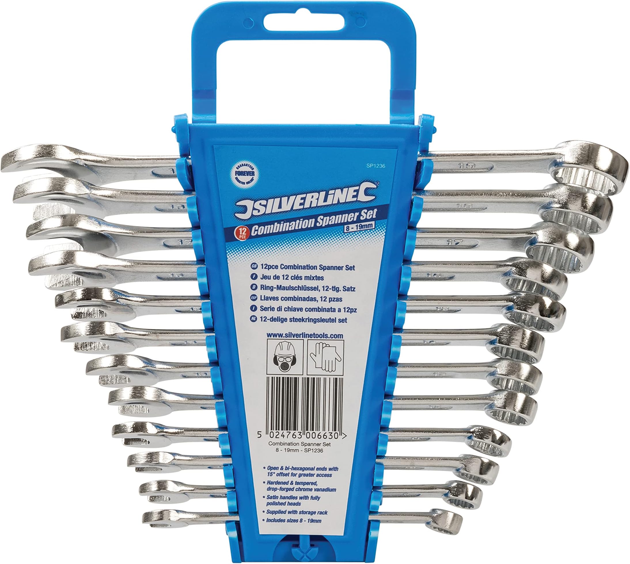 Silverline Combination Metric Spanner Set – 12 Pieces, Sizes 8-19mm (SP1236)