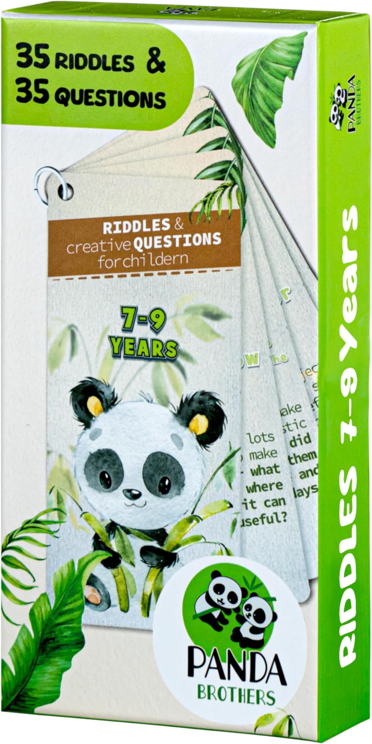 Panda Brother Gift Riddle Cards for Kids, Boys, Girls 7, 8, 9 Age, 35 Question Card Game, Board Games and Educational Toys, Outdoor Indoor Creative Riddles